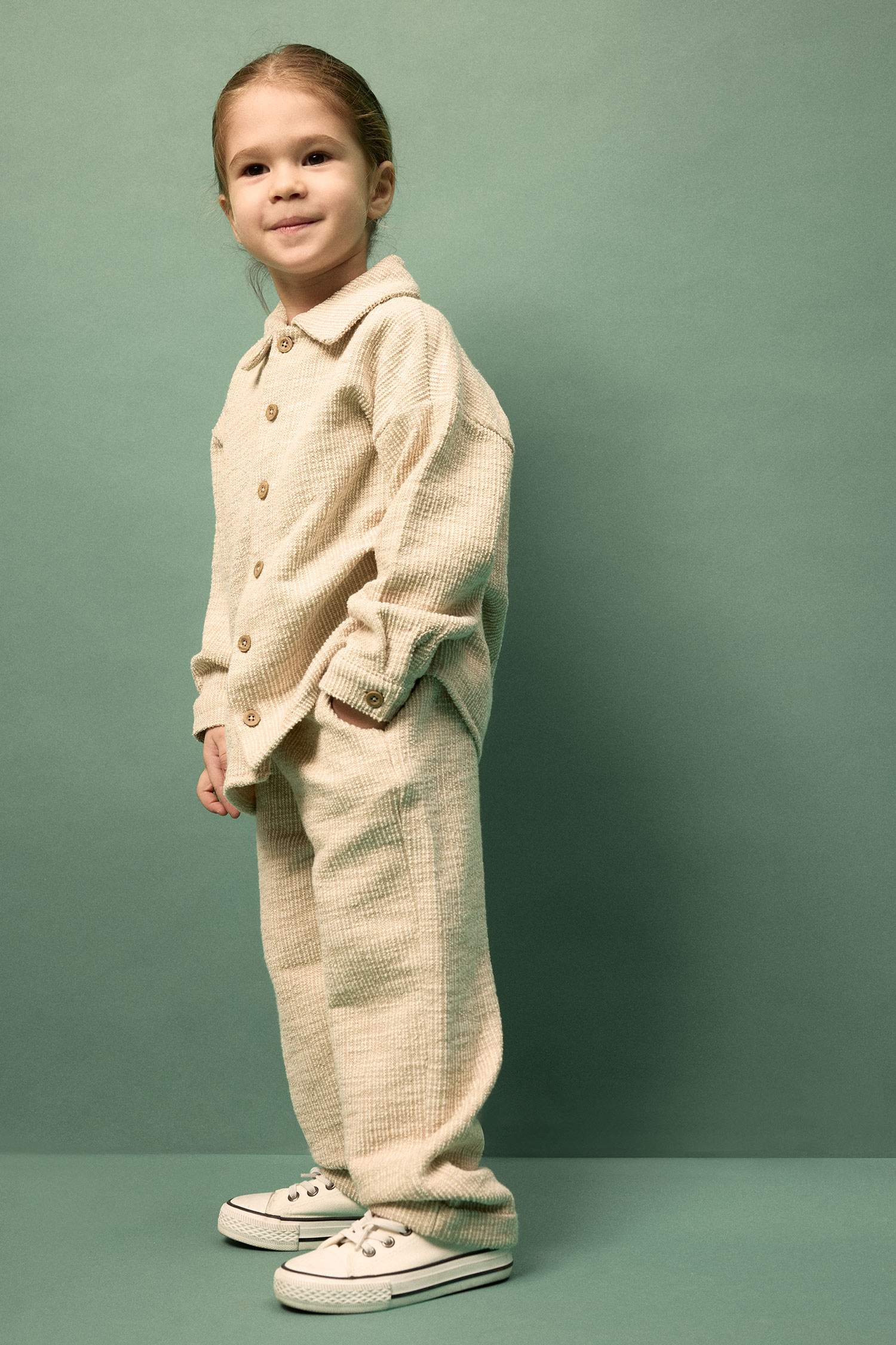 2'li Takım Dokulu Kumaş Gömlek Pantolon Erkek Bebek