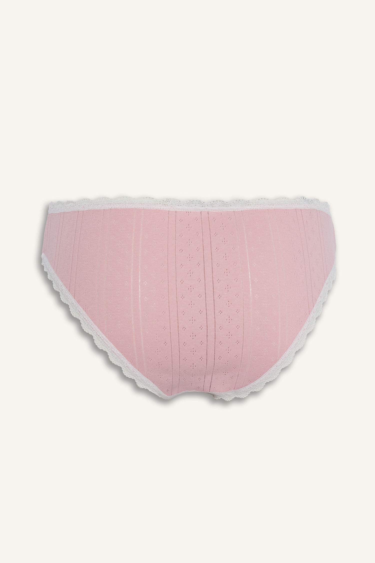 Lace Detail Ribbed Brazilian Panty