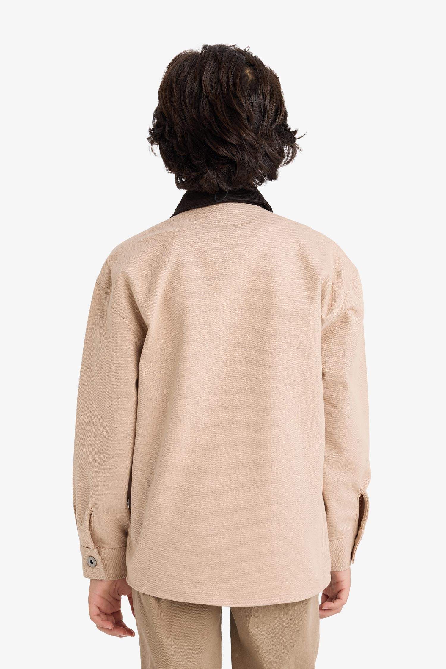 Erkek Çocuk Kontrast Gömlek Yaka Gabardin Ceket