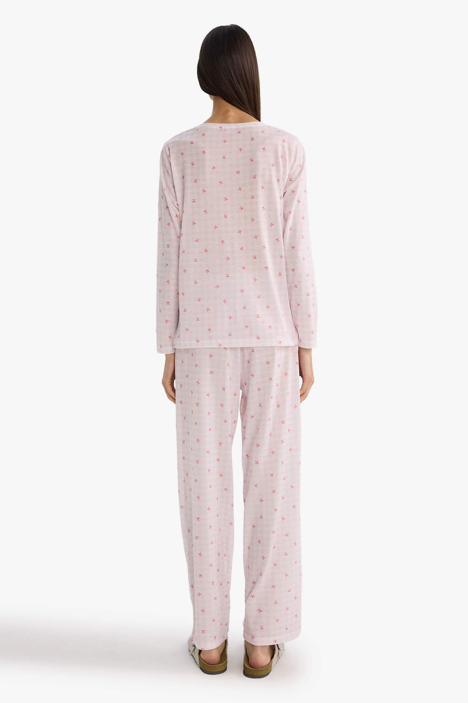 Pijama Takımı Regular Fit Desenli Uzun Kollu Üst Uzun Alt-Fall in Love