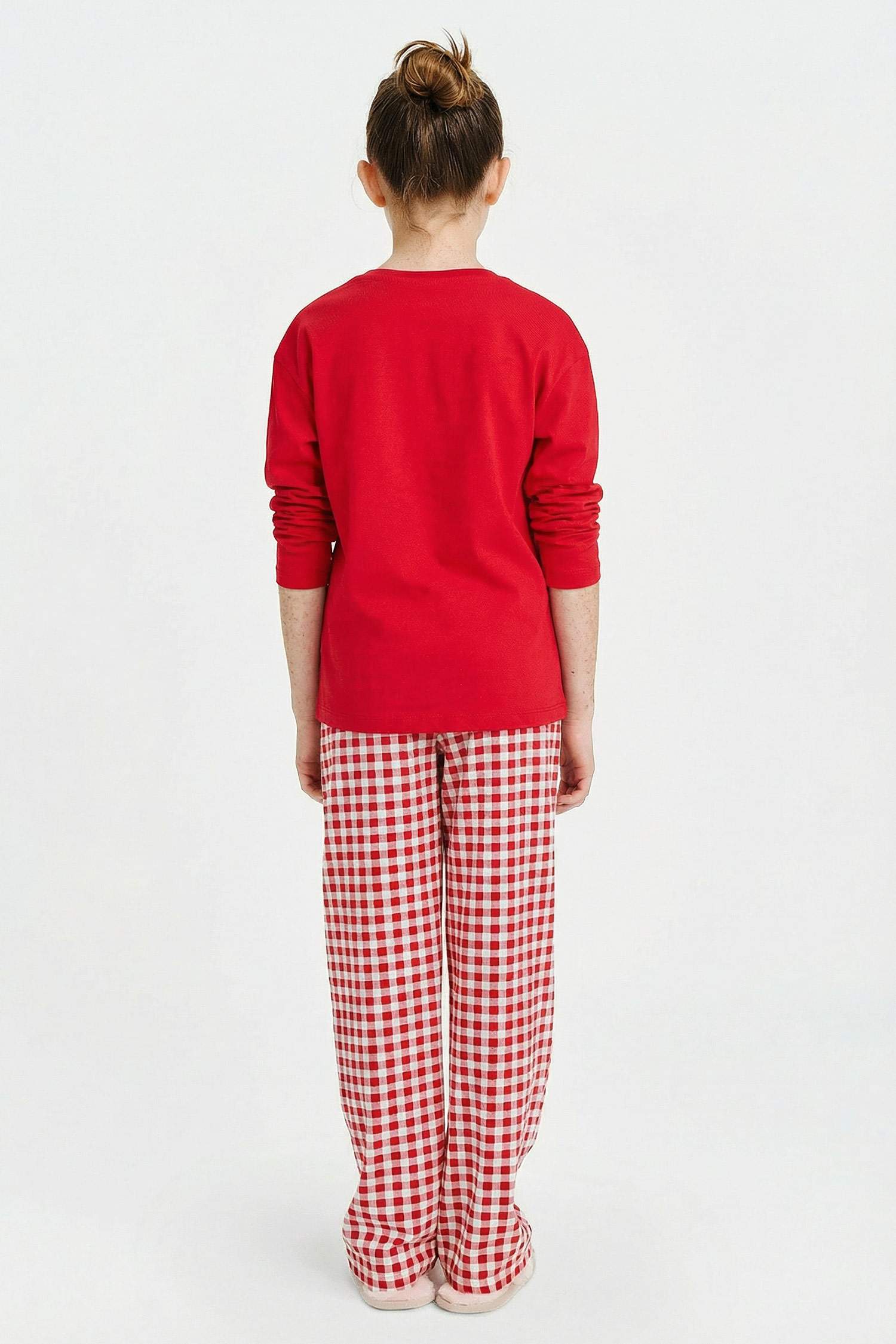 Kız Çocuk Yılbaşı Temalı Pijama Takımı Uzun Kollu Üst Uzun Alt