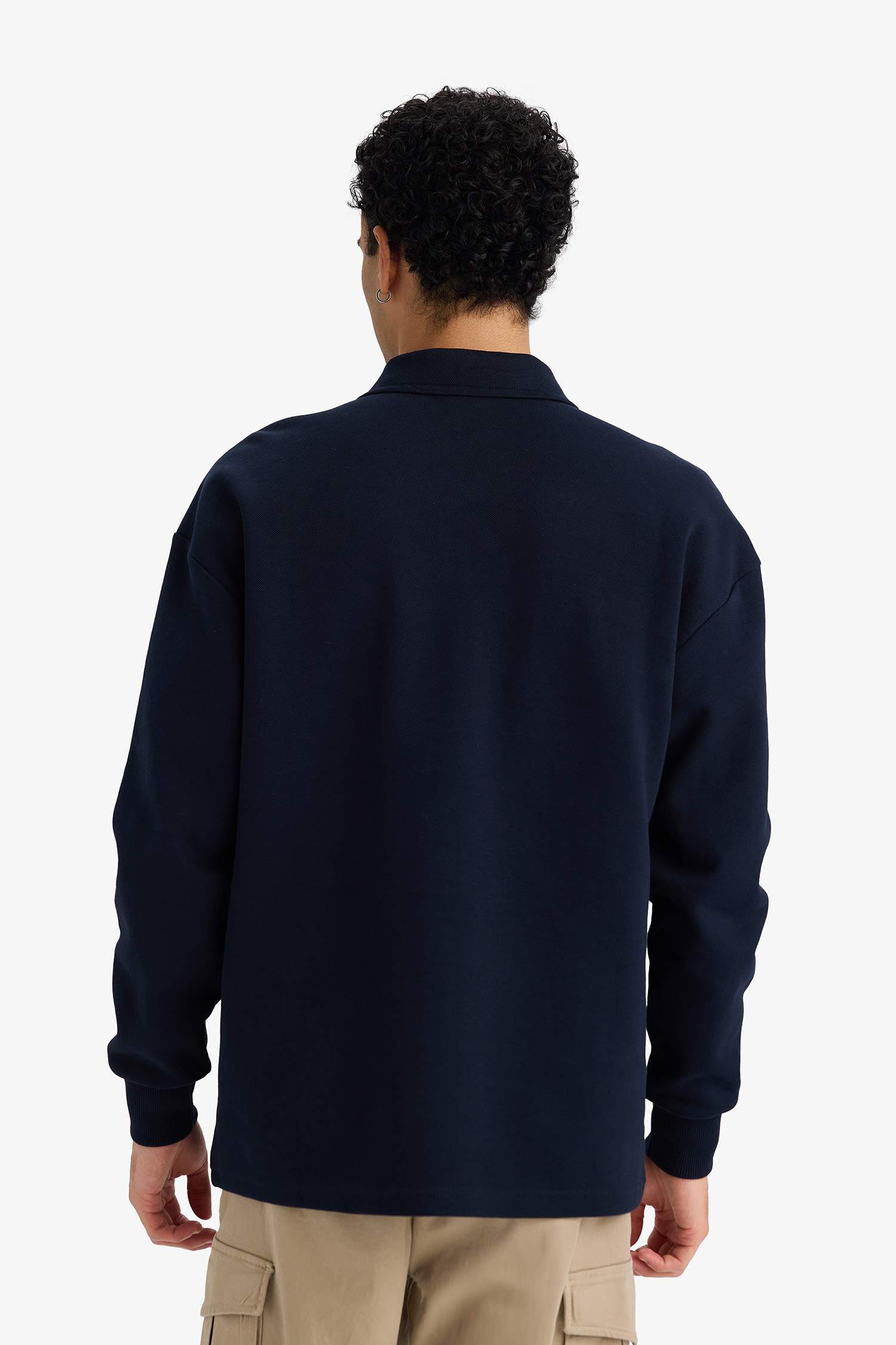 Boxy Fit Polo Yaka Yarım Fermuarlı Pike Sweatshirt