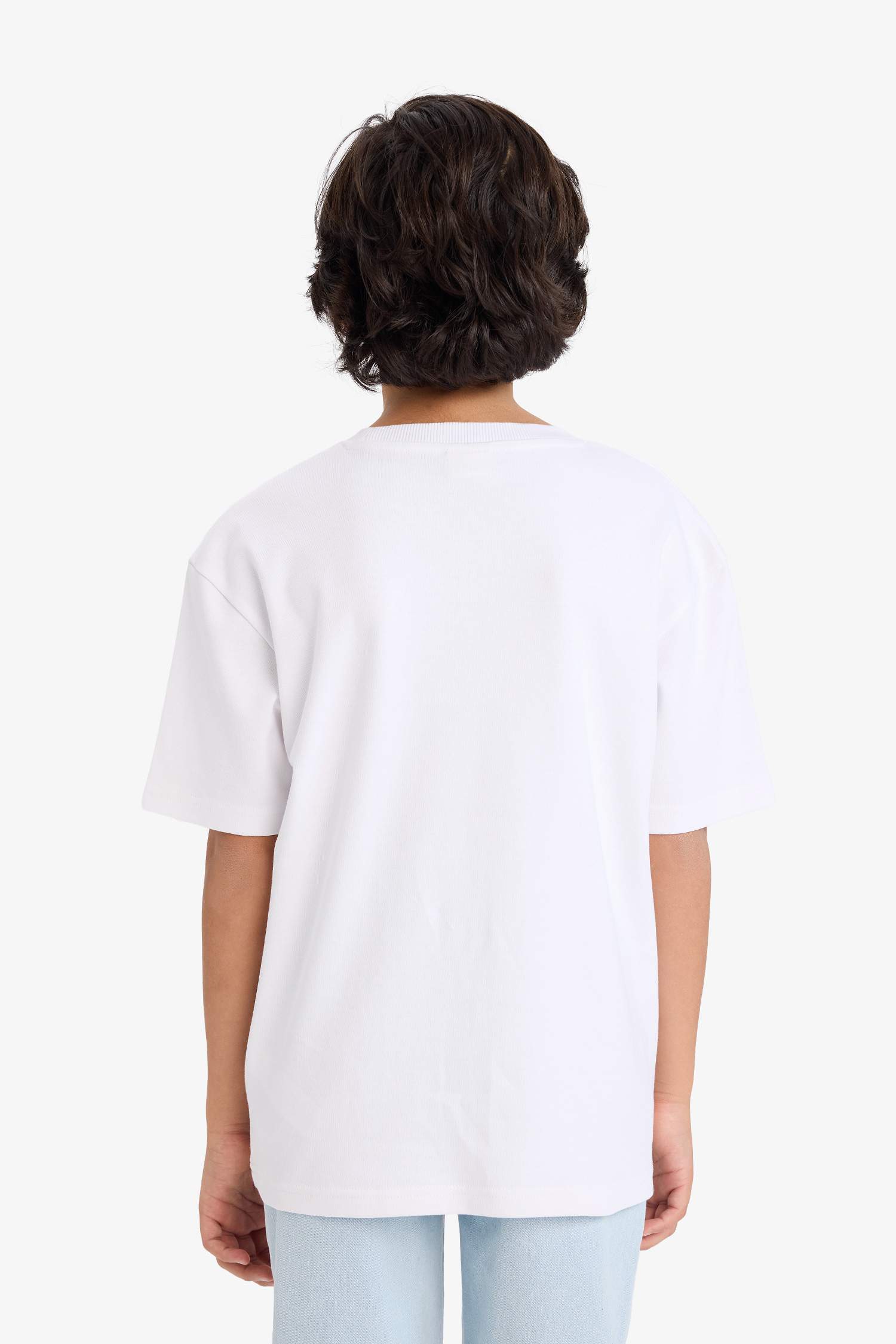 Erkek Çocuk Oversize Geniş Kalıp Bisiklet Yaka Kısa Kollu Tişört