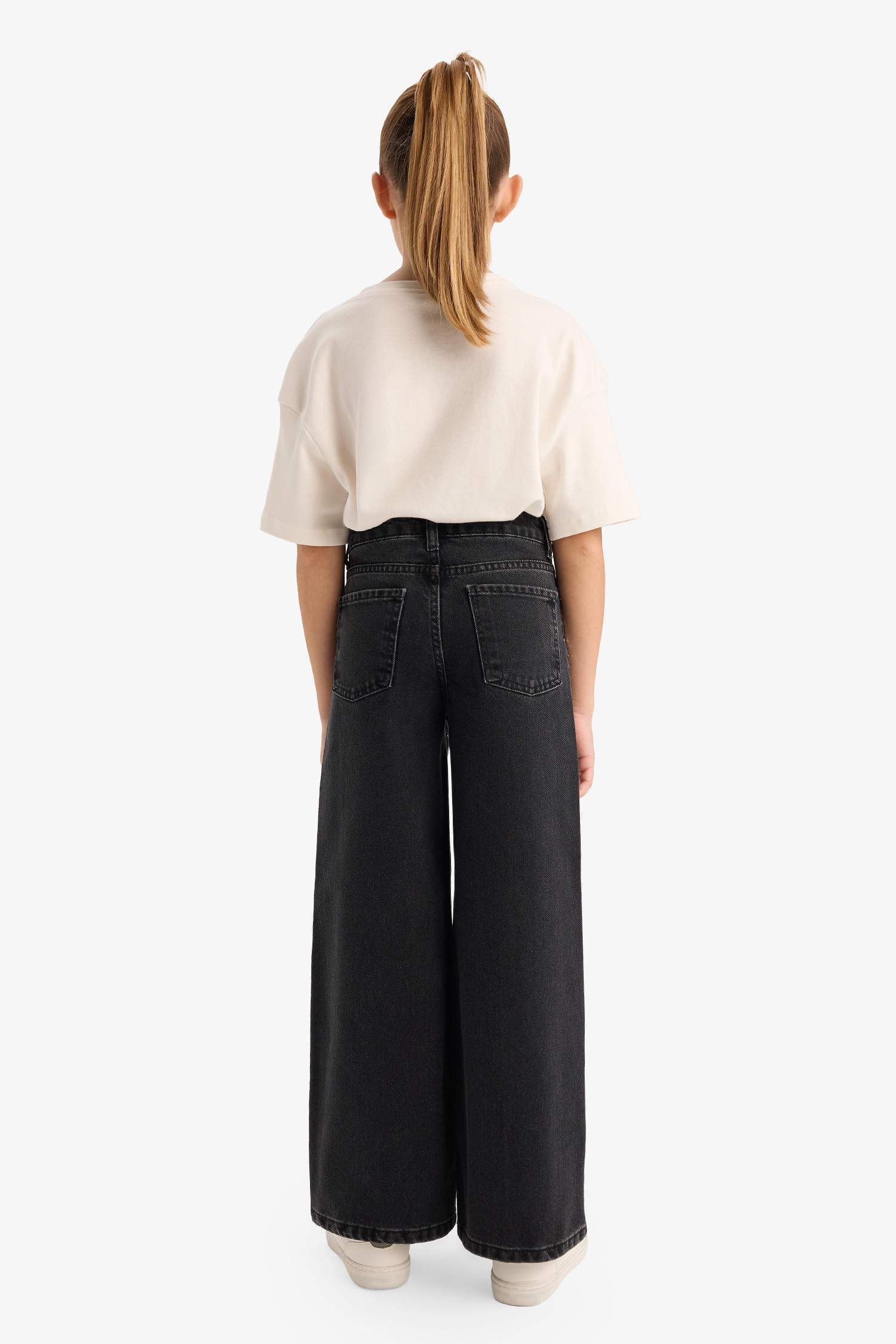 Kız Çocuk Yılbaşı Temalı Düz Paça Taşlı Jean Pantolon