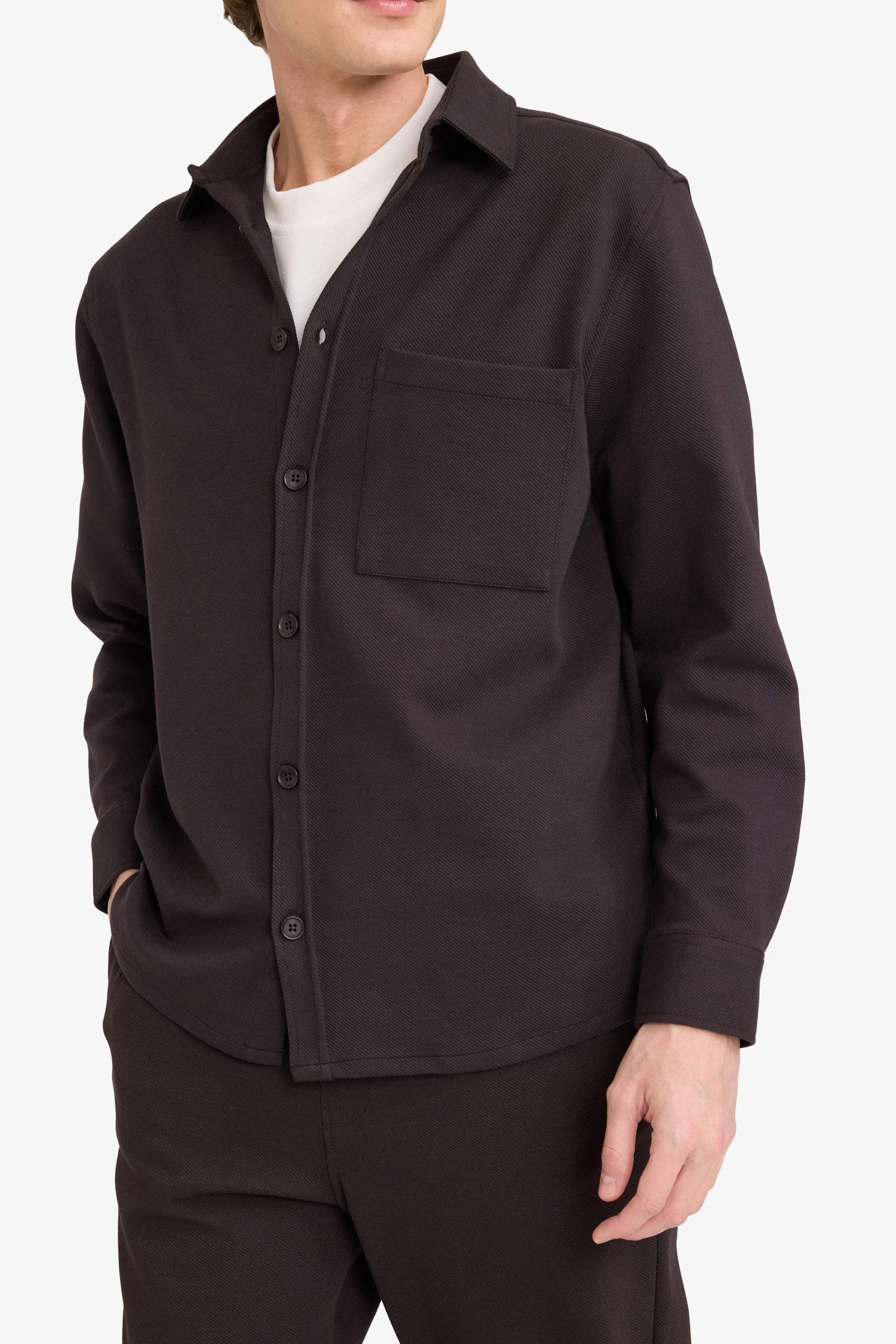 Relax Fit Polo Collar Cotton Long Sleeve Shirt