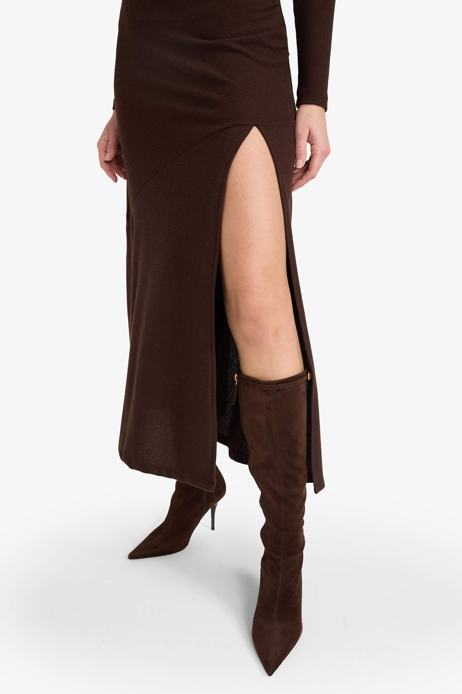 فستان ميدي ردن طويل بياخة مستديرة