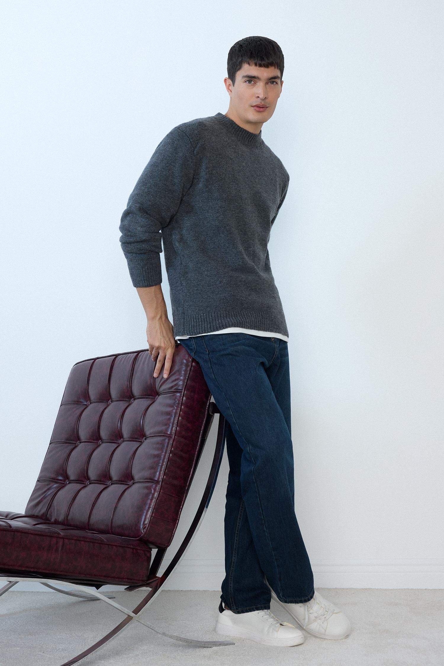 Baggy Fit Düz Paça Jean Pantolon