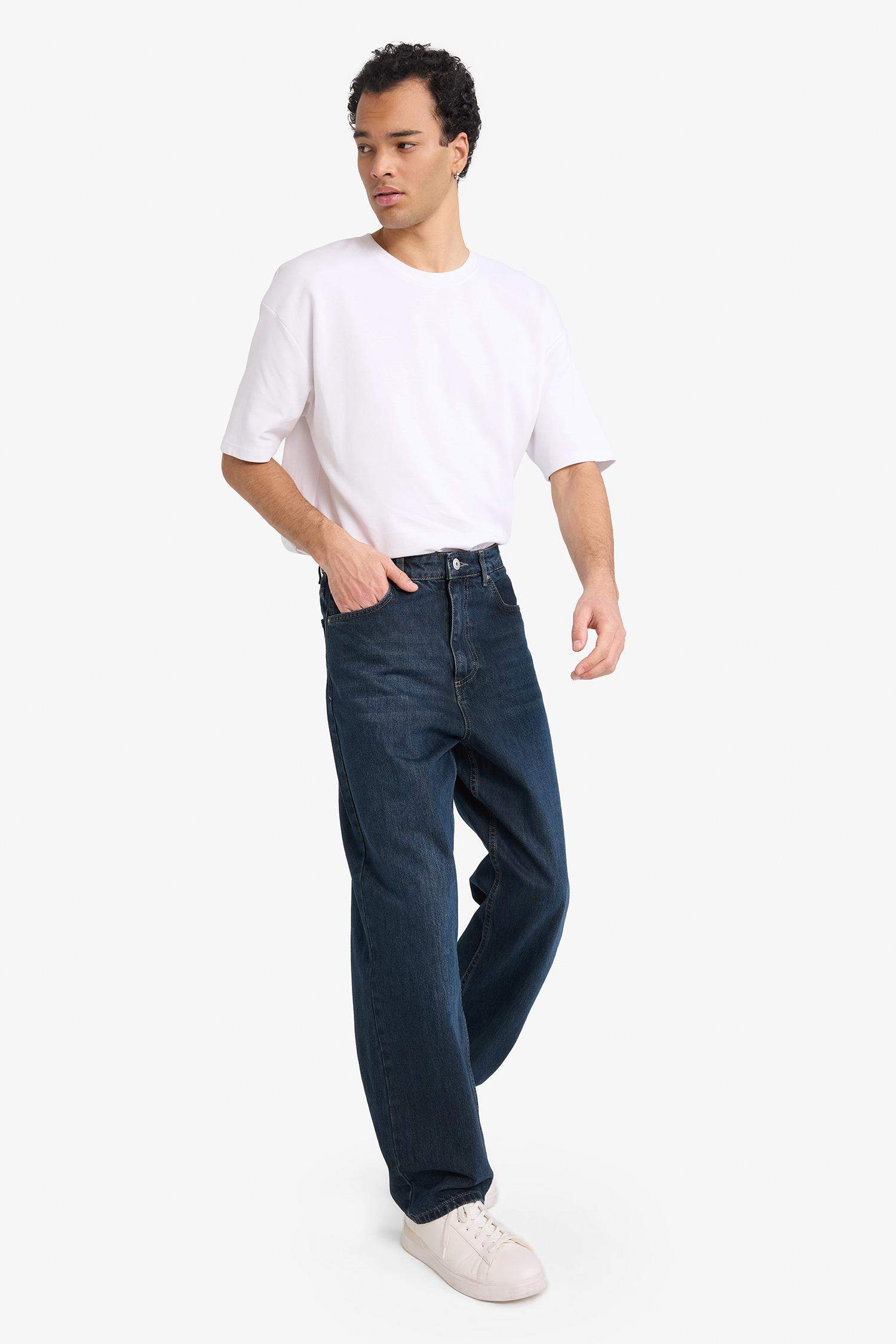 Baggy Fit Düz Paça Jean Pantolon