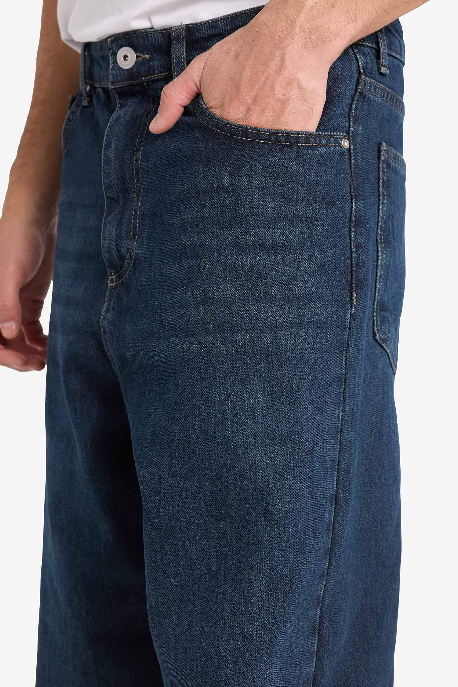 Baggy Fit Düz Paça Jean Pantolon
