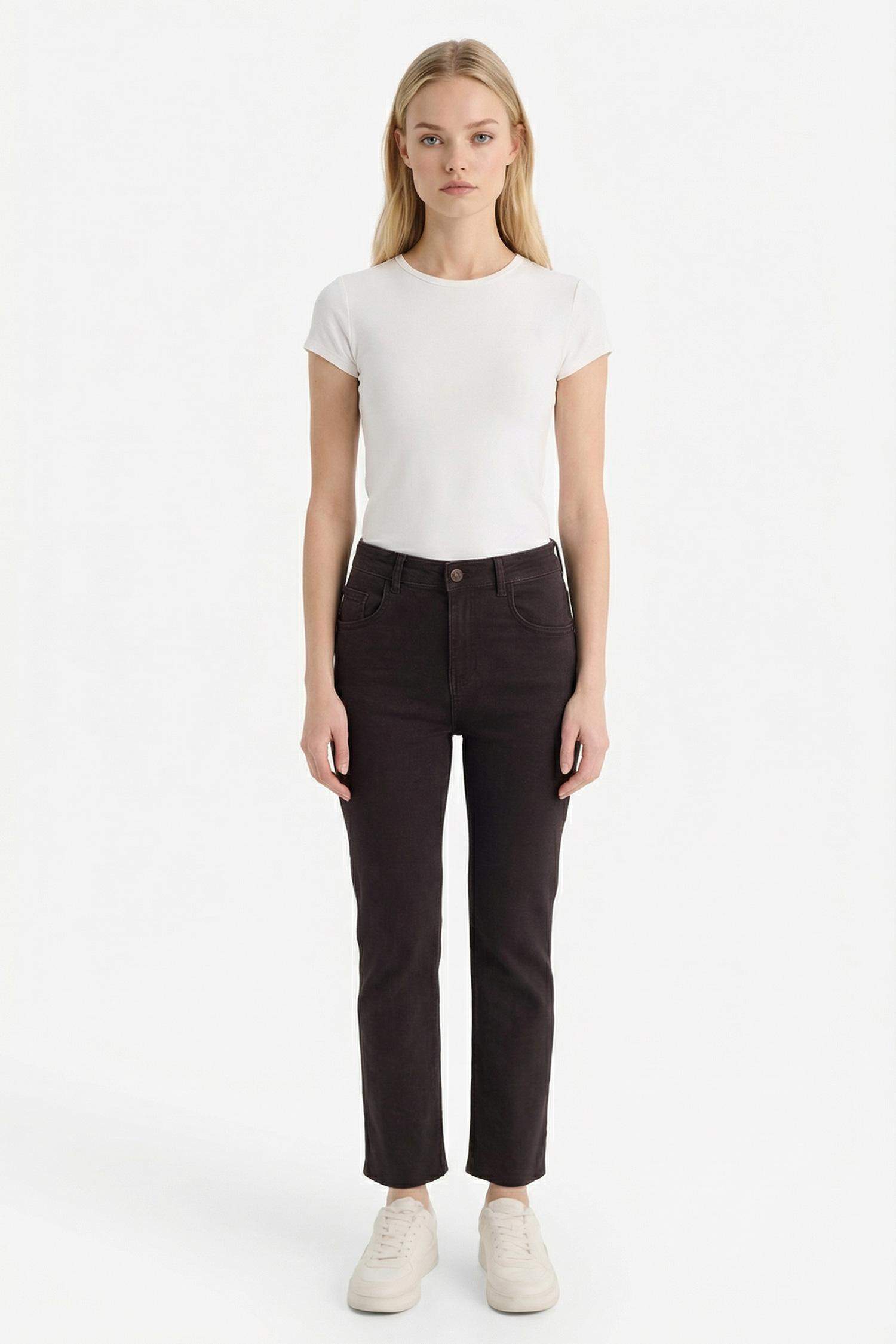 Crop Flare Fit Yüksek Bel Bilek Boy Jean Pantolon