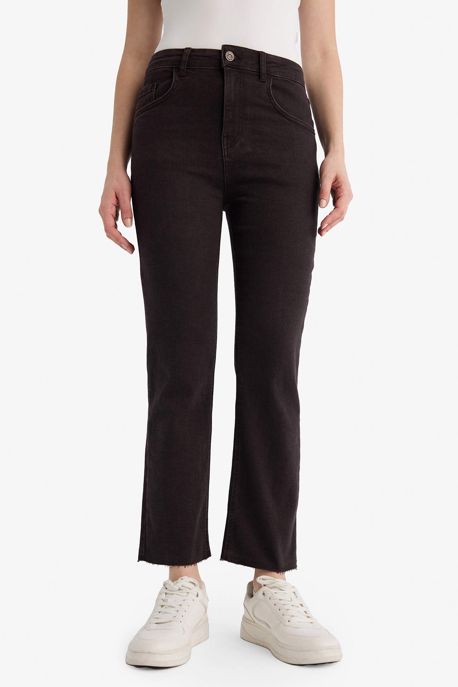 Crop Flare Fit Yüksek Bel Bilek Boy Jean Pantolon