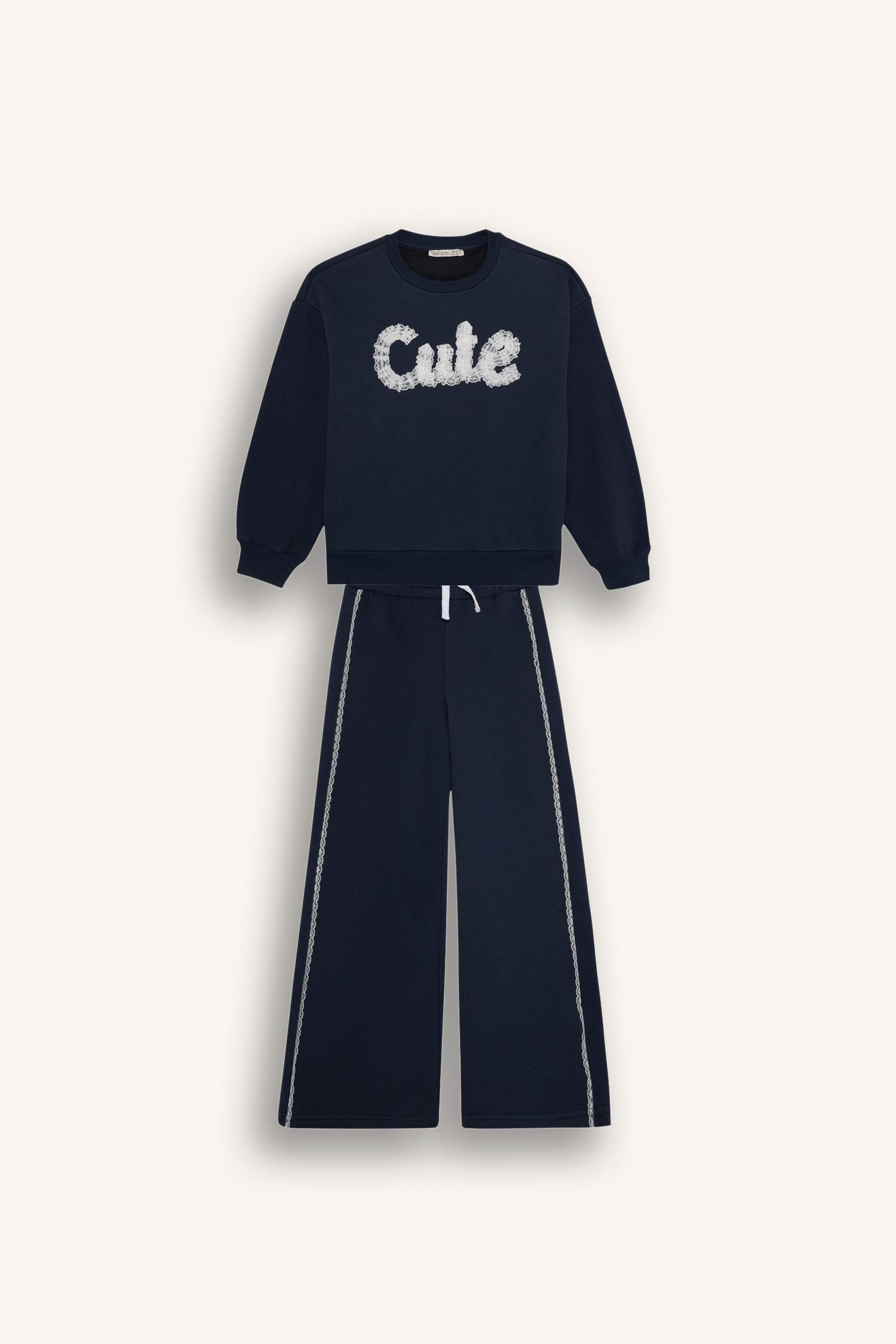 Kız Çocuk 2'li Takım Baskılı Sweatshirt Eşofman Altı