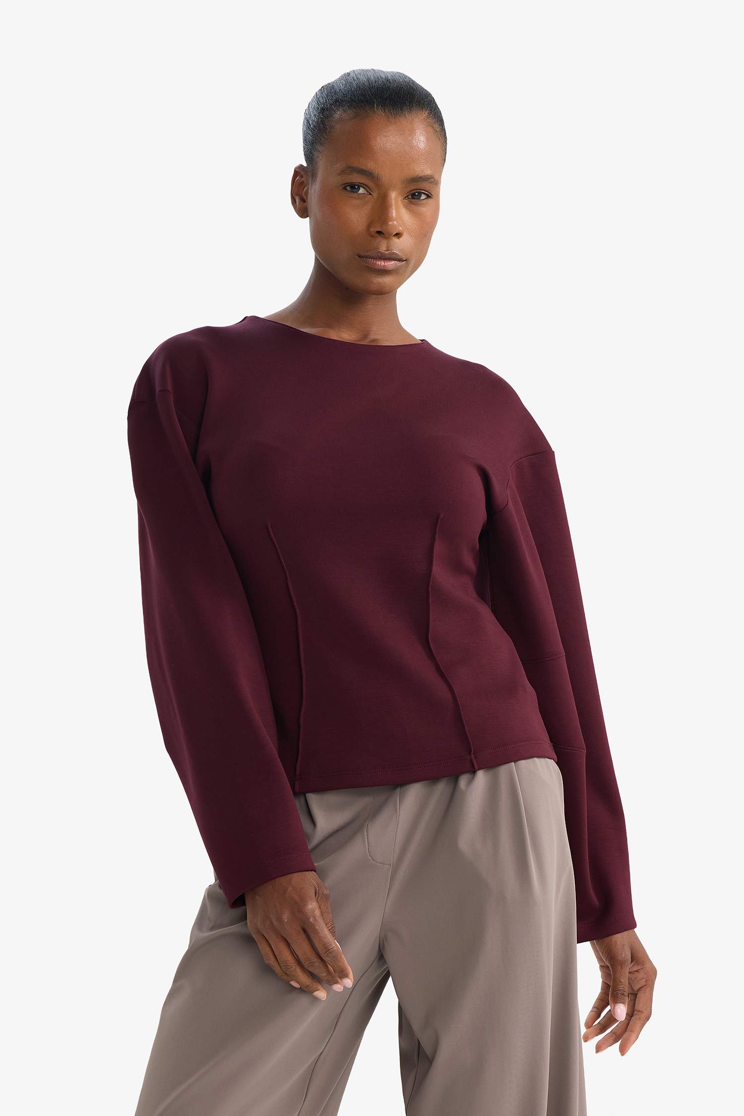 Bisiklet Yaka Uzun Kollu Tişört