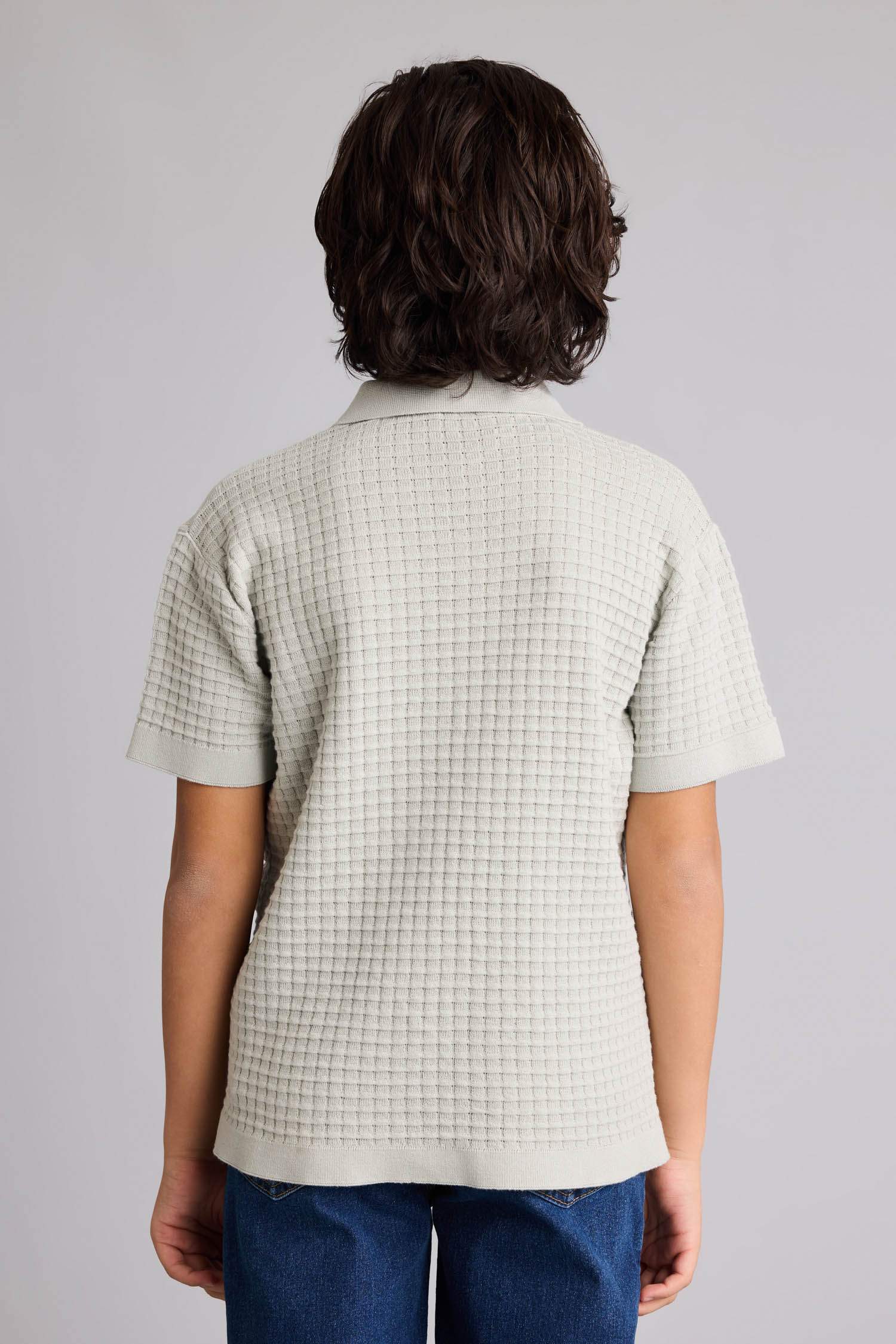 Polo Yaka Dokulu Pamuklu Kazak Erkek Çocuk