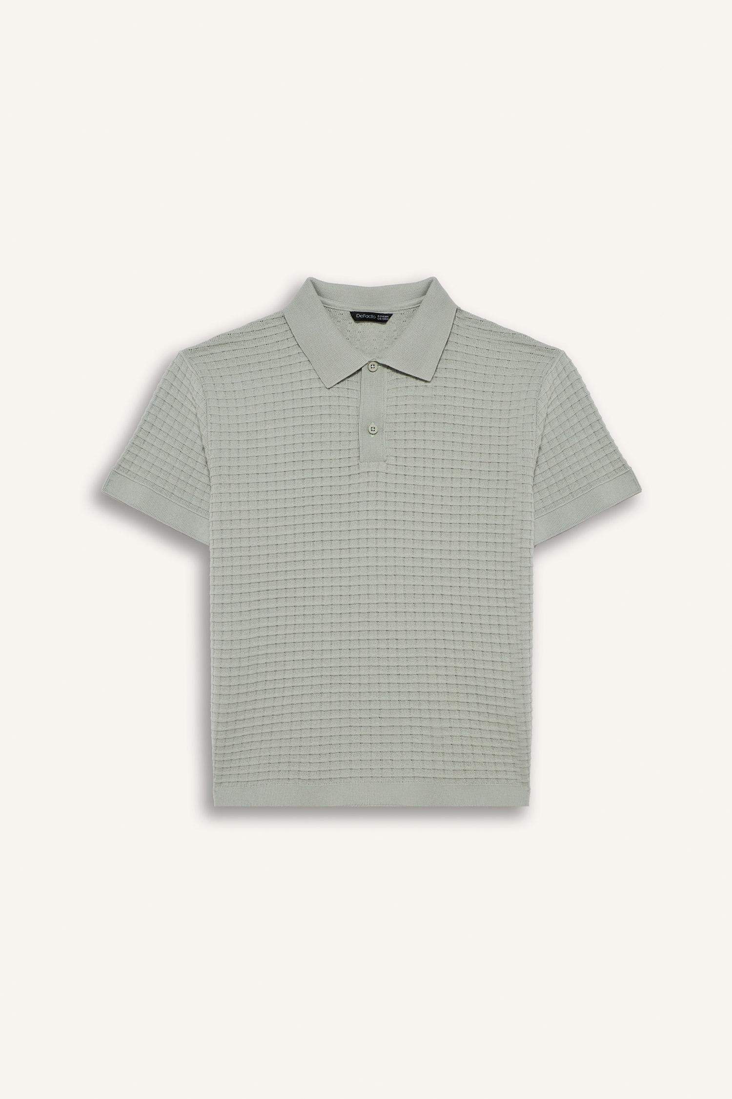 Polo Yaka Dokulu Pamuklu Kazak Erkek Çocuk