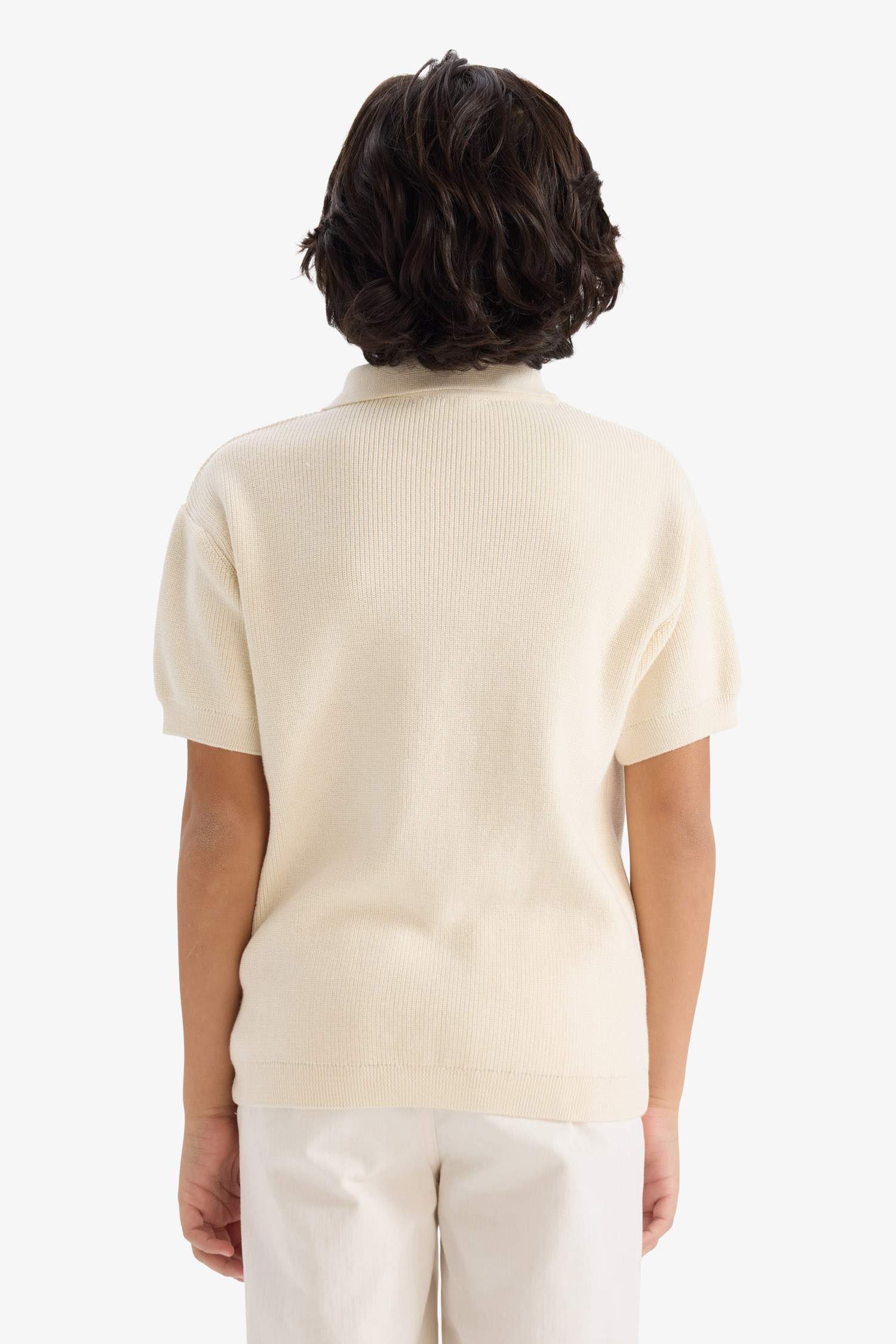 Erkek Çocuk Polo Yaka Pamuklu Kısa Kollu Kazak