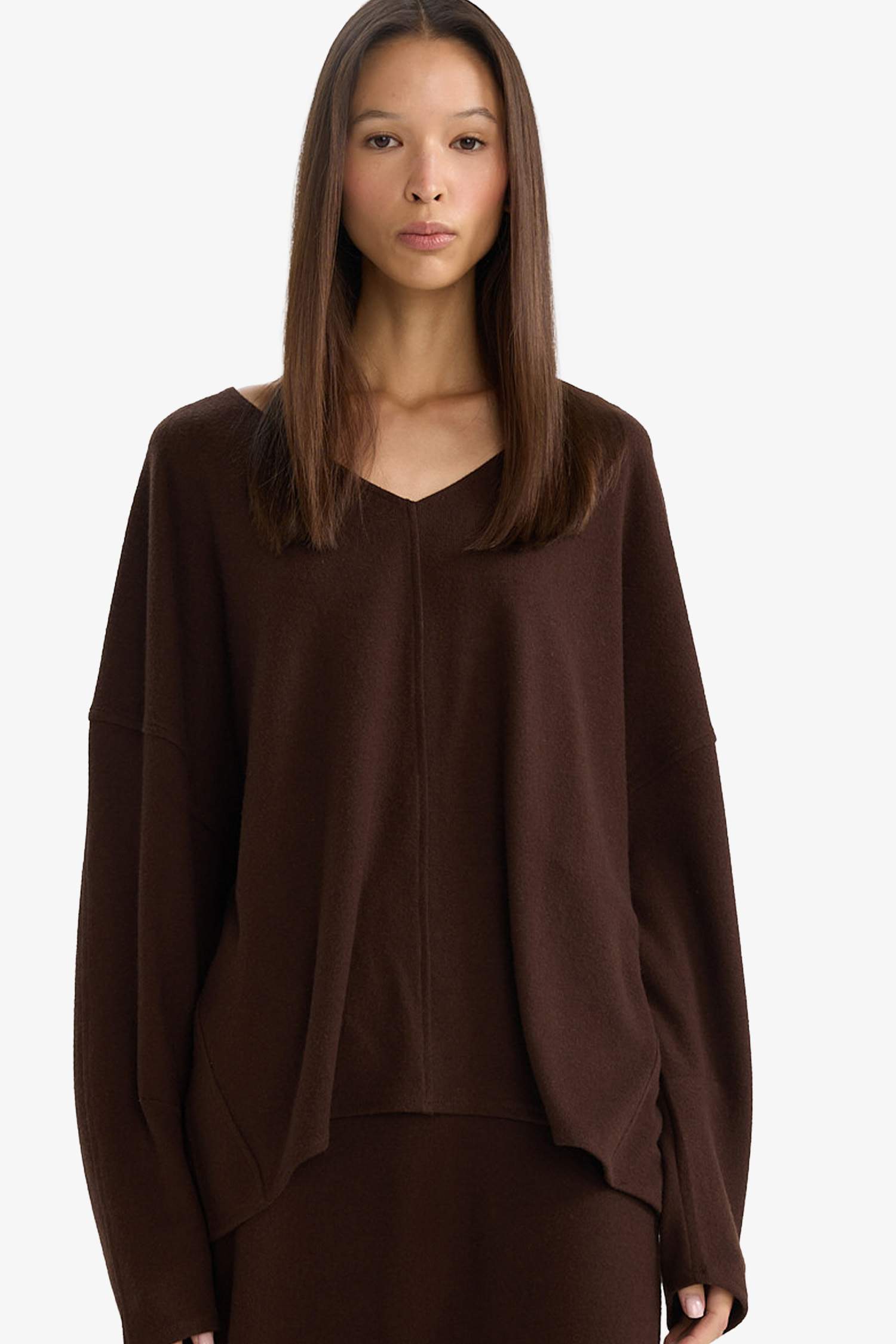 Relax Fit V Yaka Ribana Sweatshirt