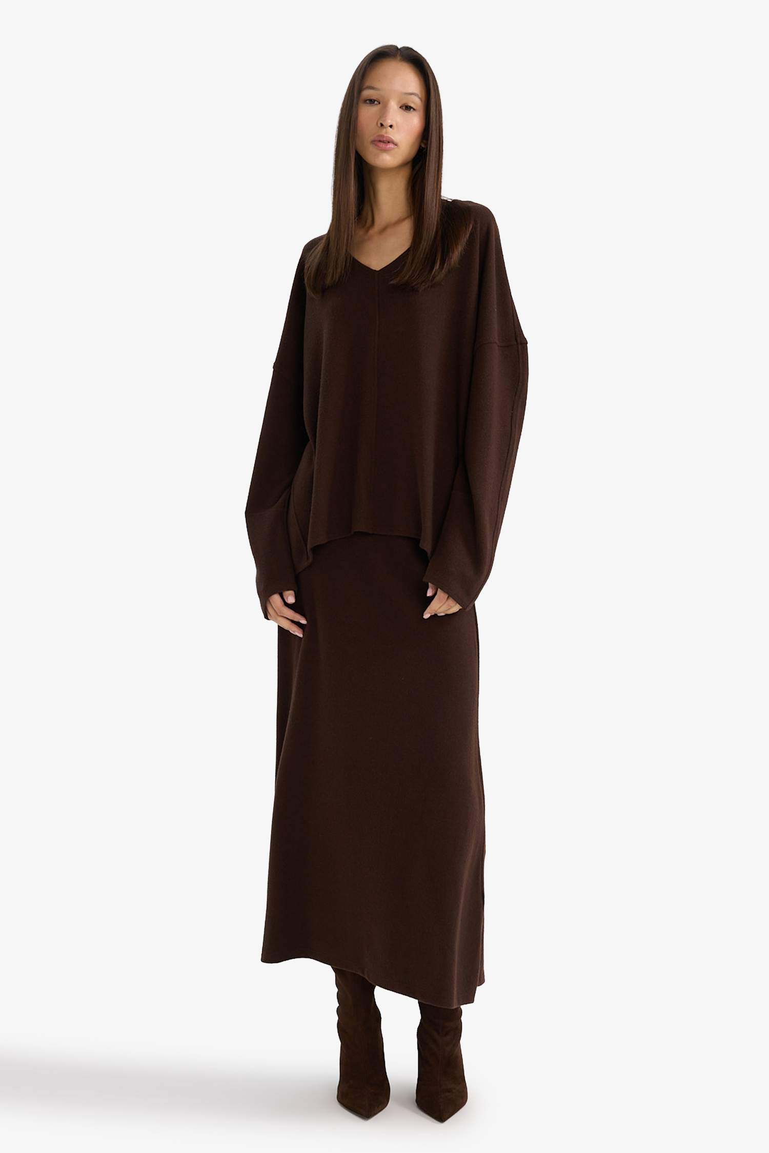 Relax Fit V Yaka Ribana Sweatshirt