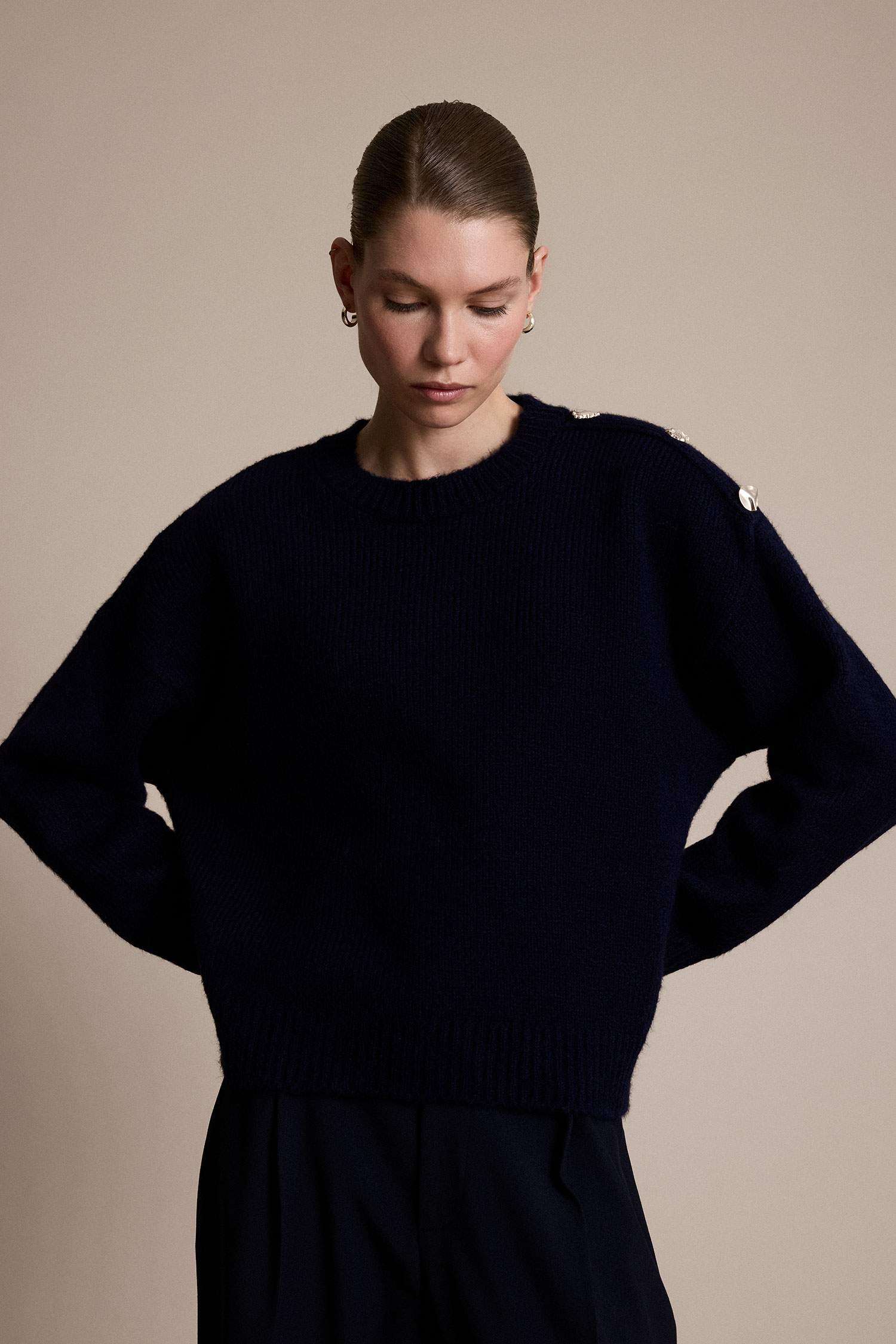 Oversize Fit Crew Neck Knitwear Pullover