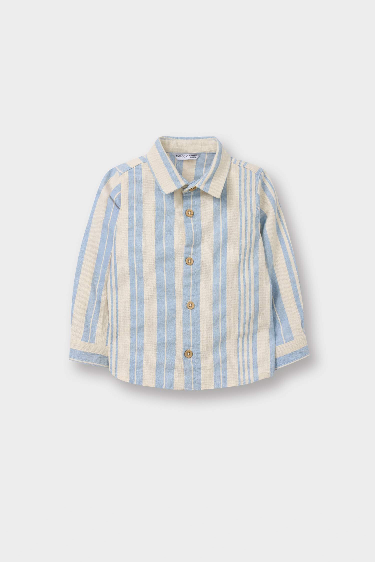 Erkek Bebek Çizgili Keten Karışımlı Uzun Kollu Gömlek