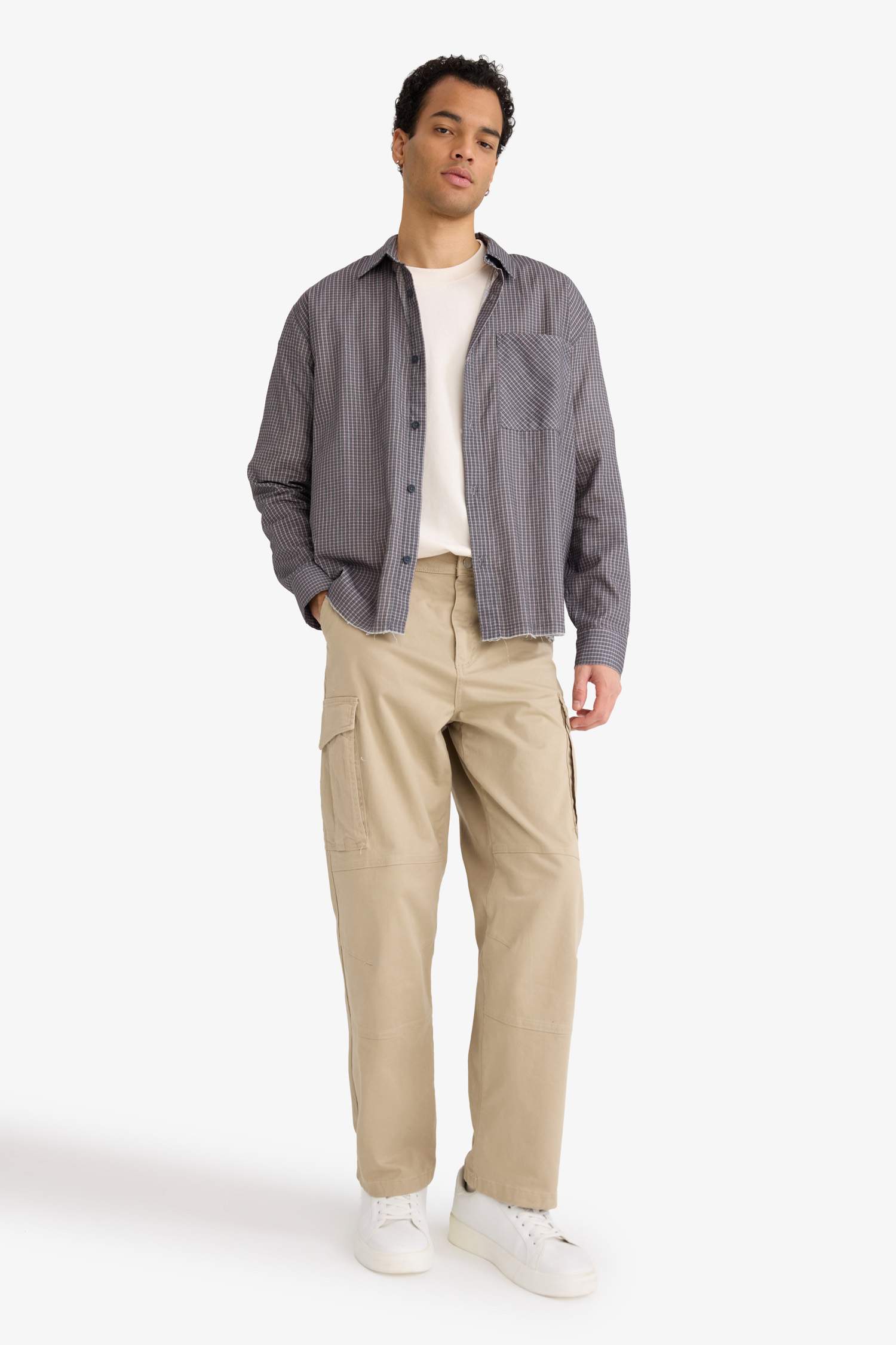 Boxy Fit Baskılı Pamuklu Uzun Kollu Gömlek