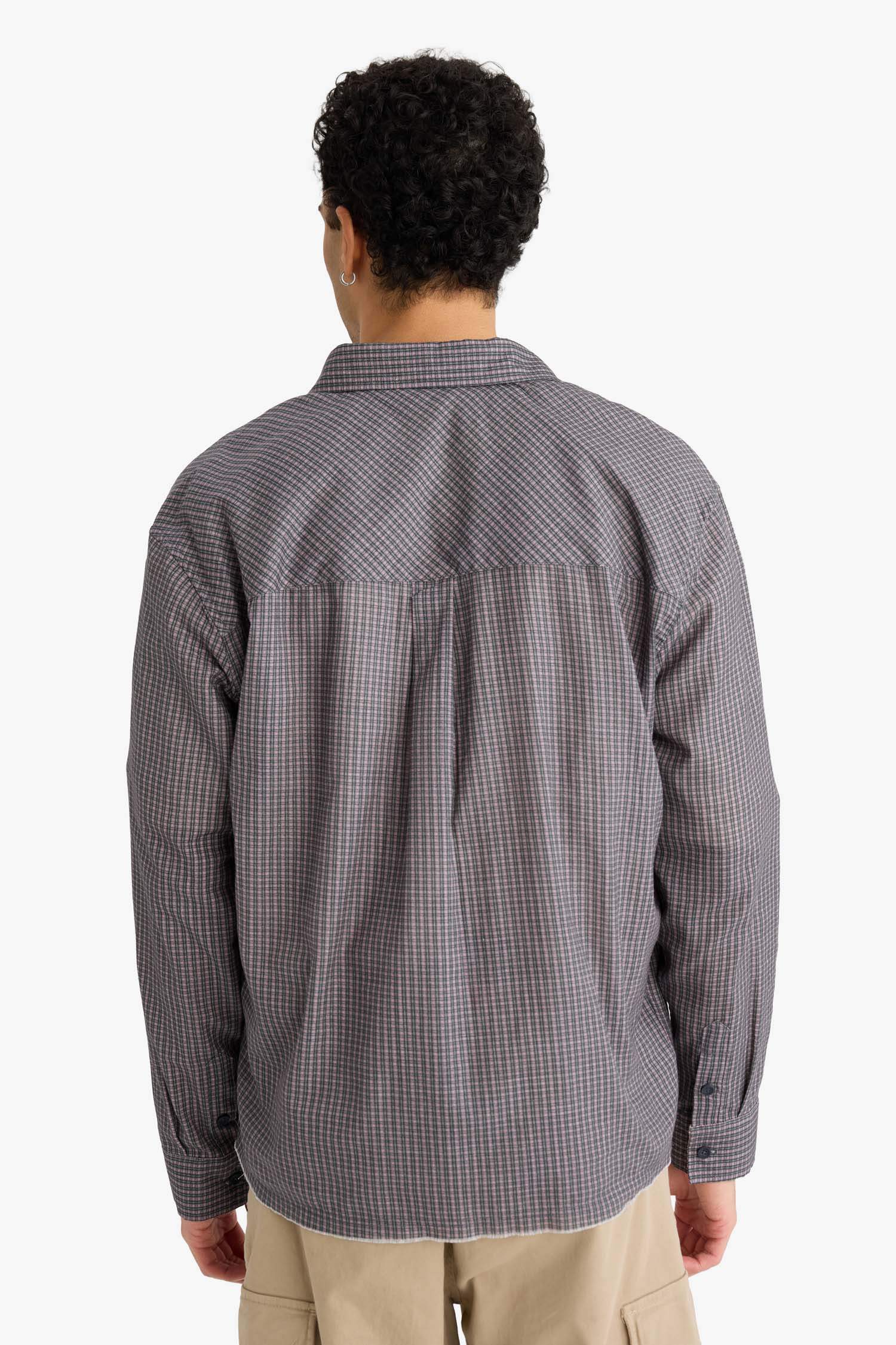 Boxy Fit Baskılı Pamuklu Uzun Kollu Gömlek