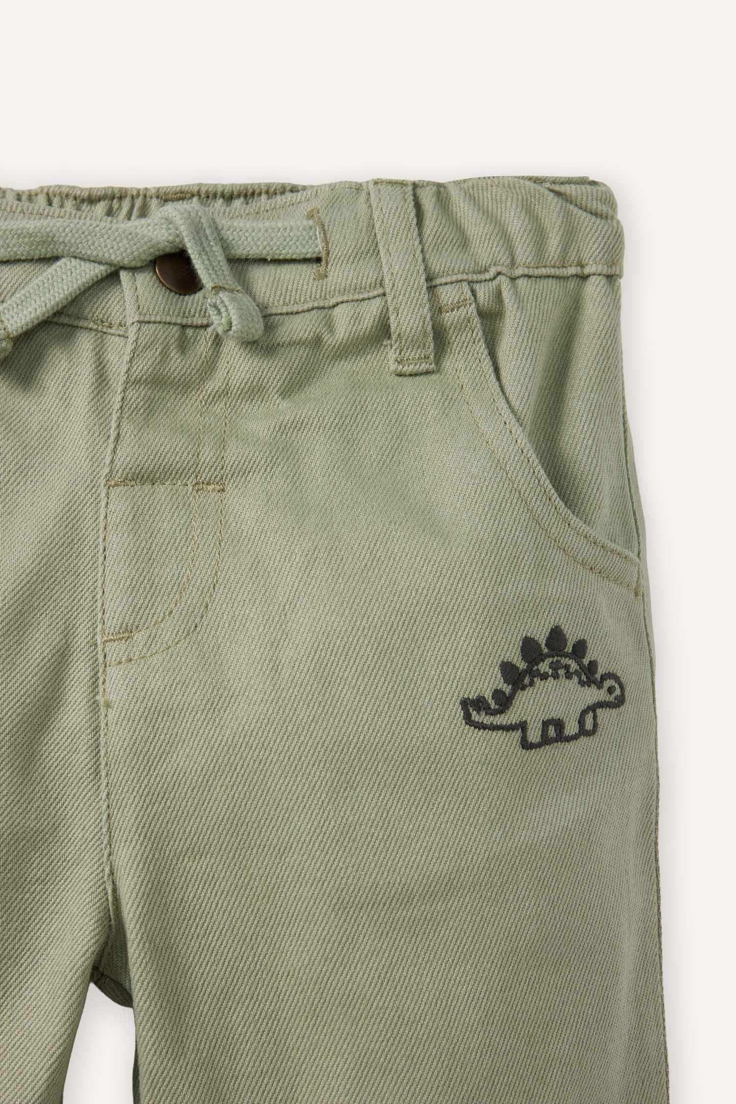 Ұл сәбилерге арналған Regular Fit динозавр суретті түзу балақты габардин шалбар