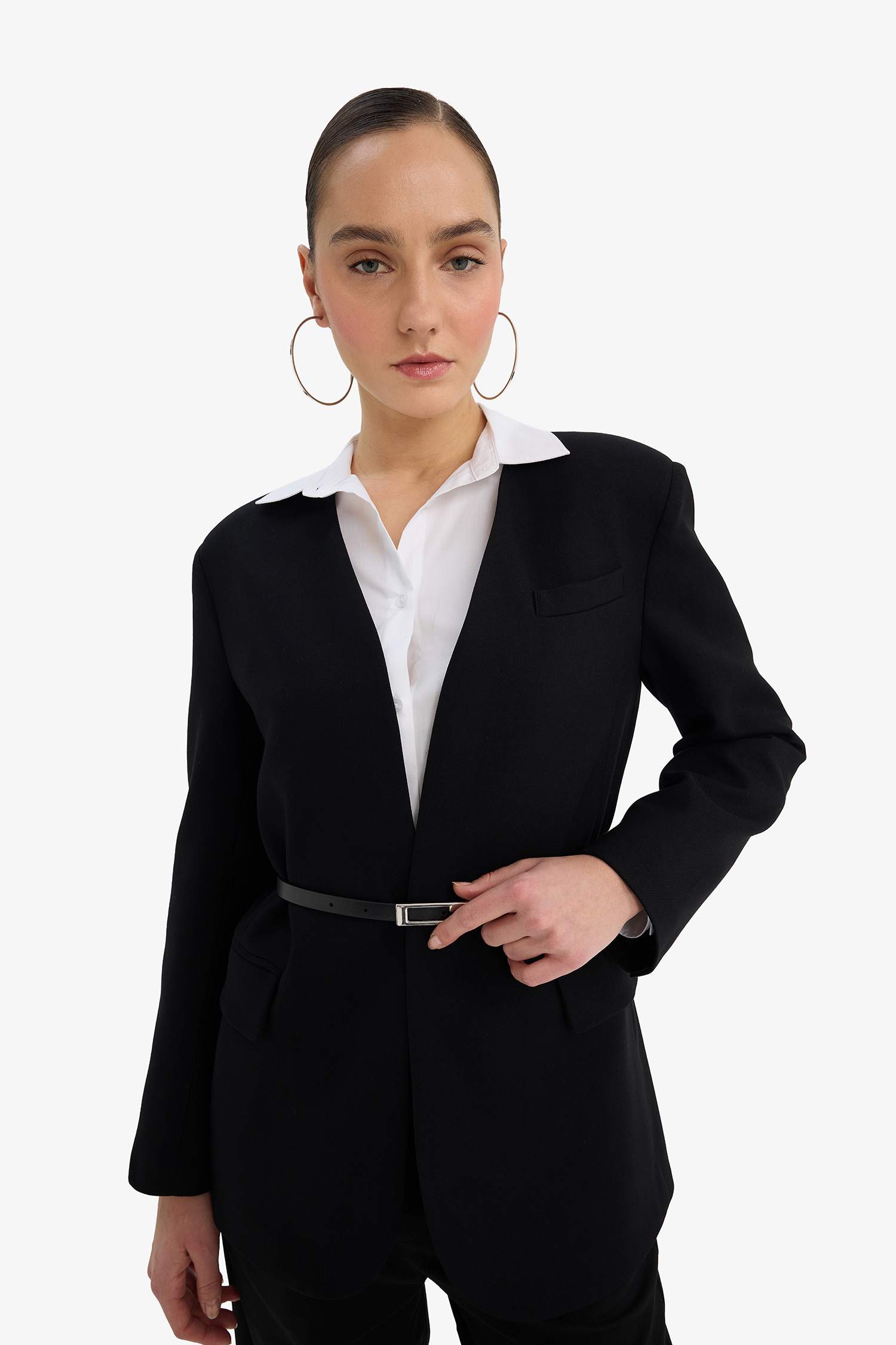 Oversize Geniş Kalıp V Yaka Blazer Ceket