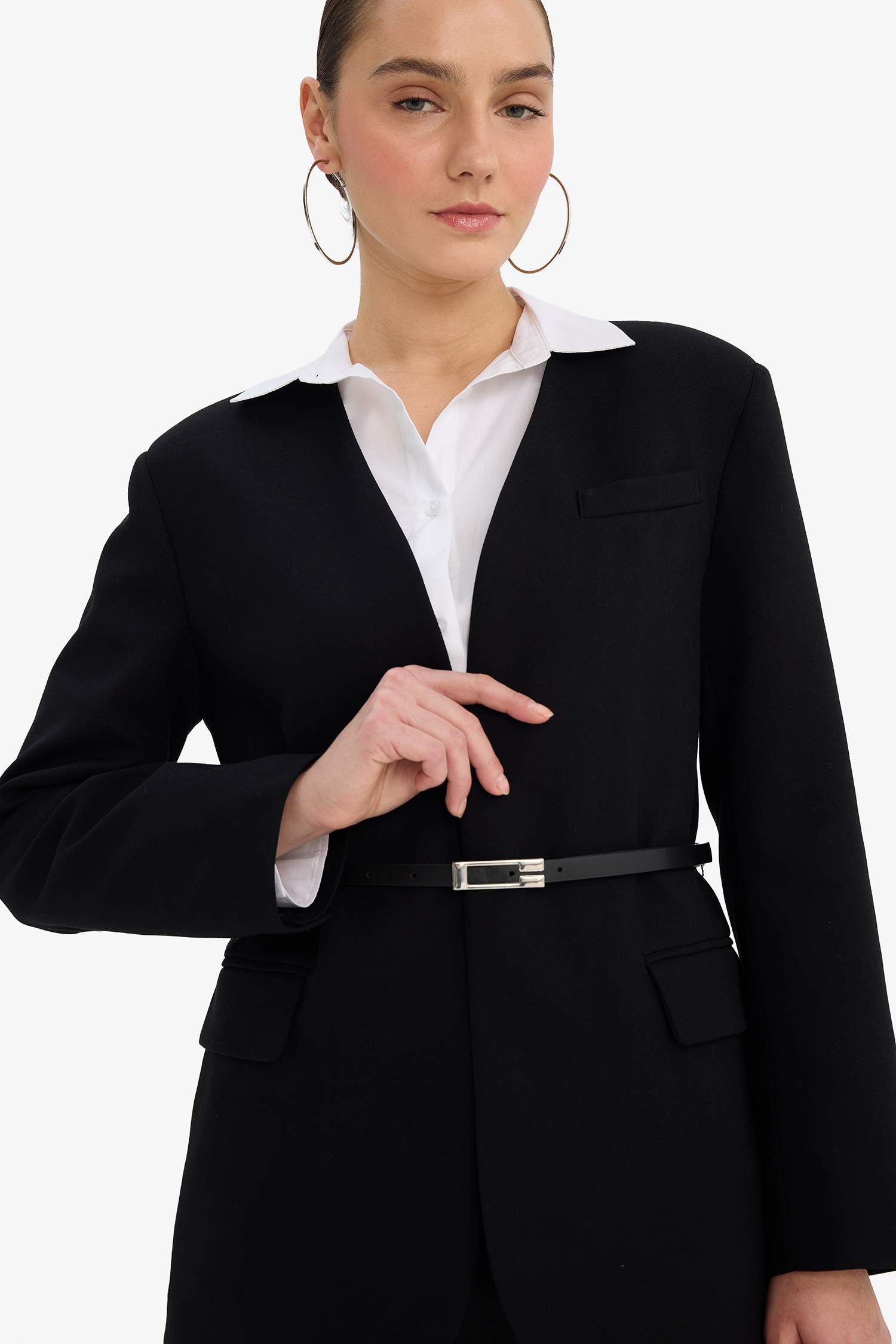 Oversize Geniş Kalıp V Yaka Blazer Ceket