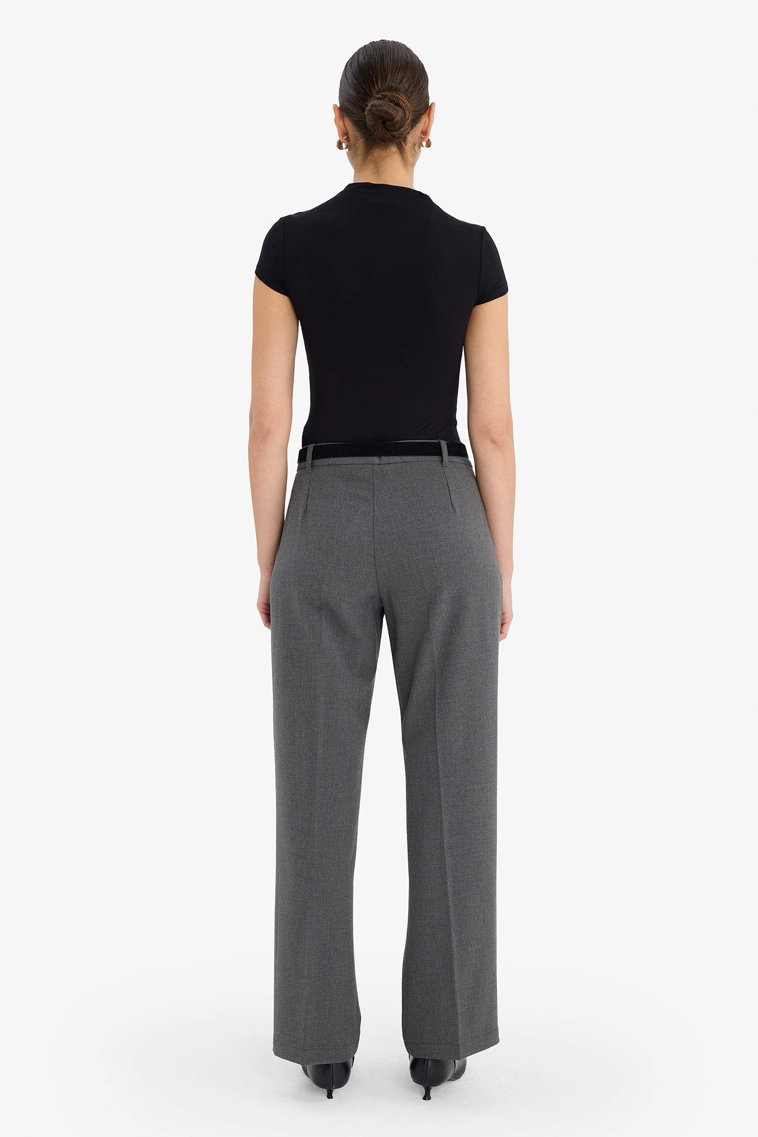 Wide Leg Çift Cepli Yüksek Bel Düz Paça Pantolon