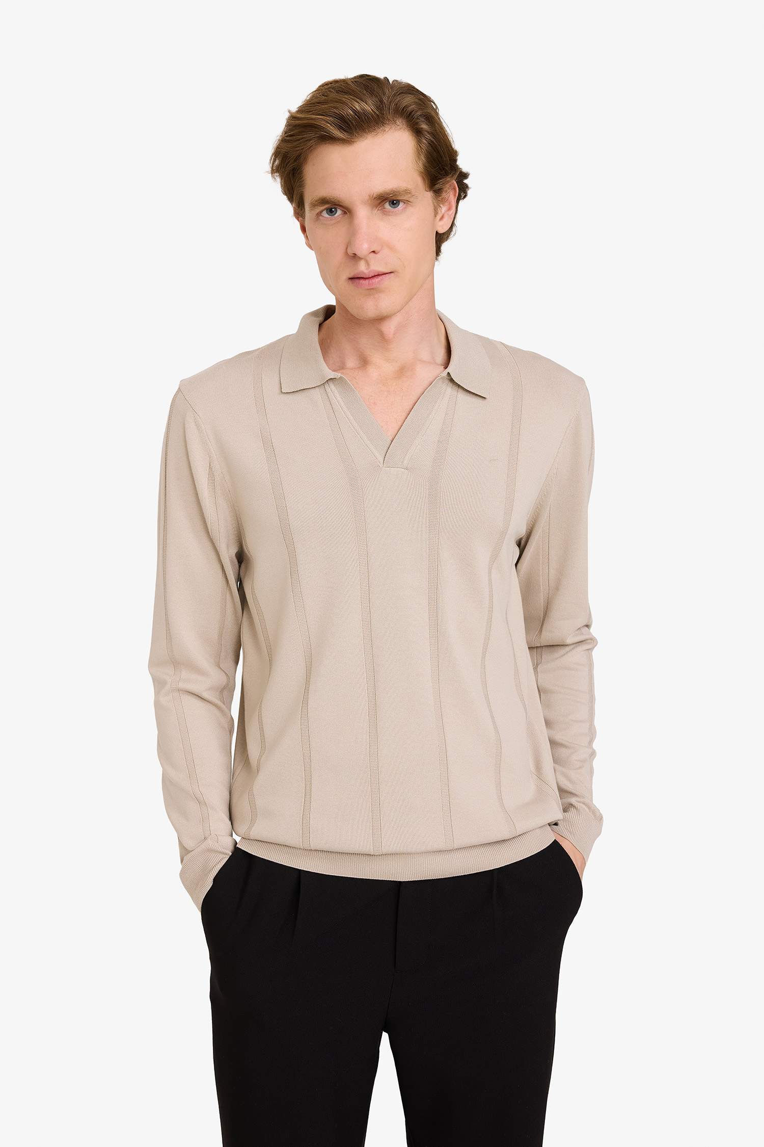 Standart Fit Polo Yaka Triko Kazak