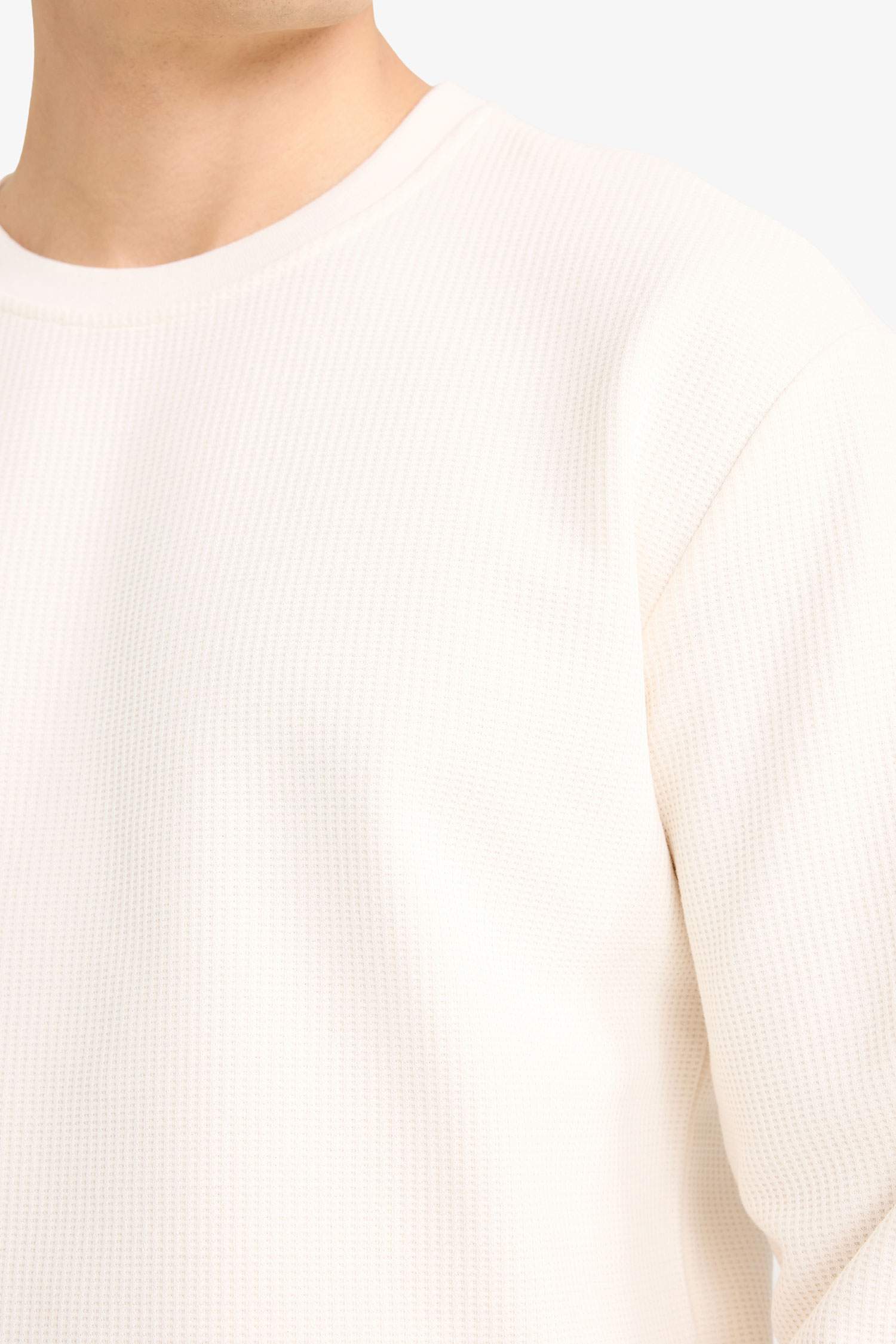 Bisiklet Yaka Waffle Sweatshirt