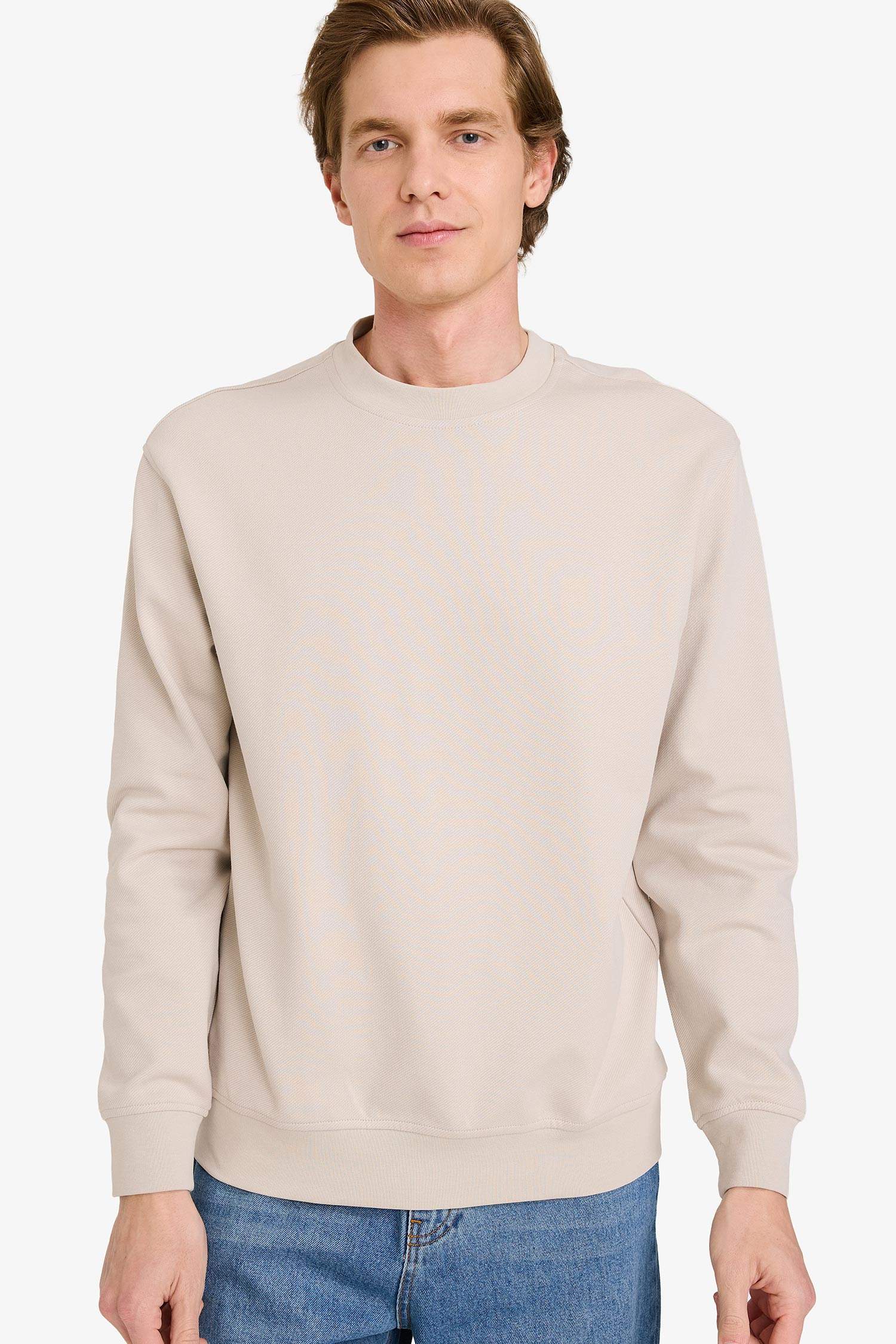 Bisiklet Yaka Basic Düz Sweatshirt