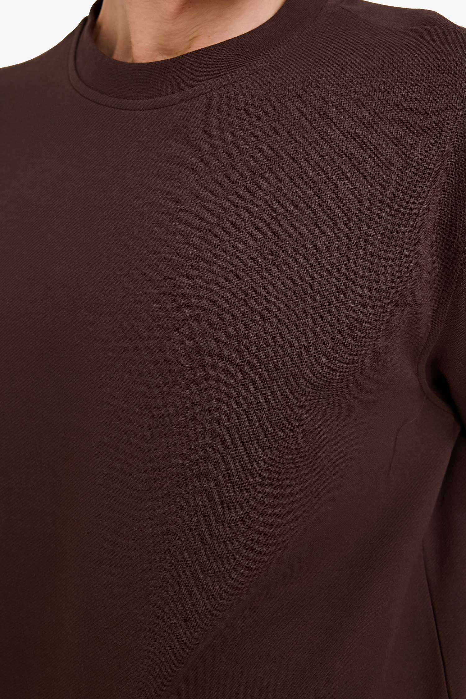 Bisiklet Yaka Basic Düz Sweatshirt