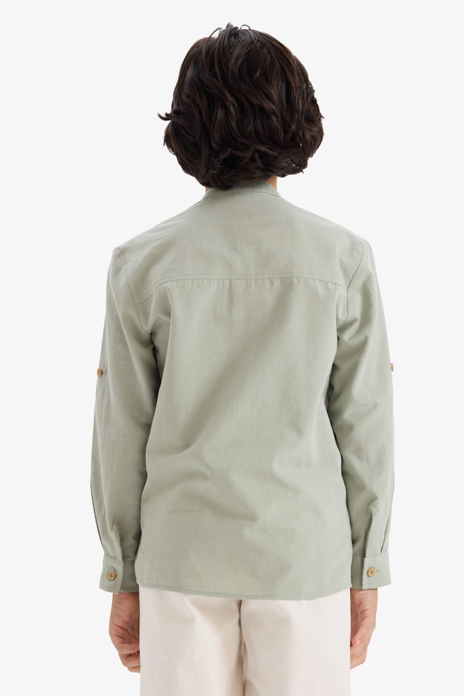 Erkek Çocuk Dik Yaka Uzun Kollu Gömlek