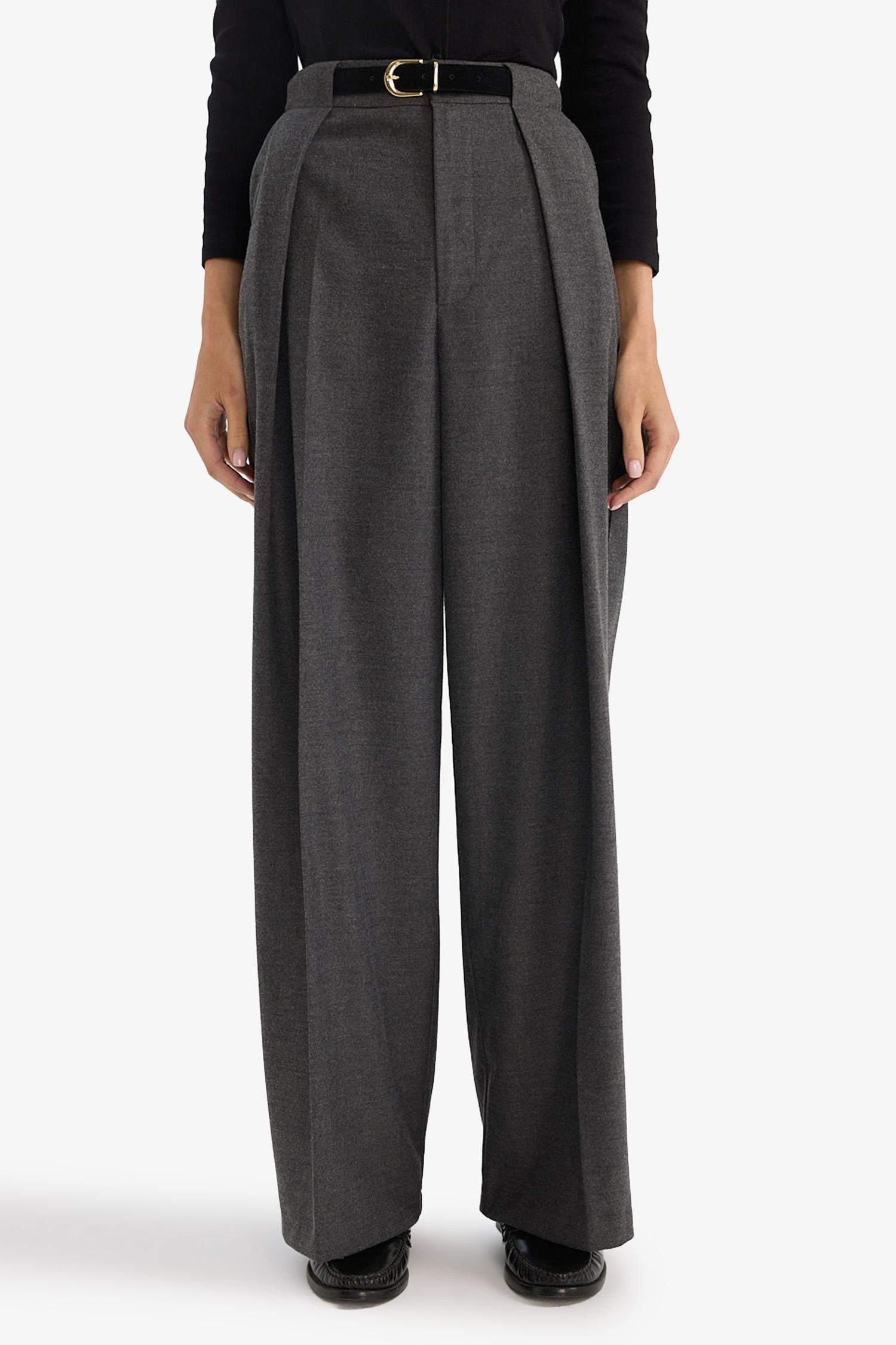 Wide Leg Çift Cepli Yüksek Bel Düz Paça Pantolon