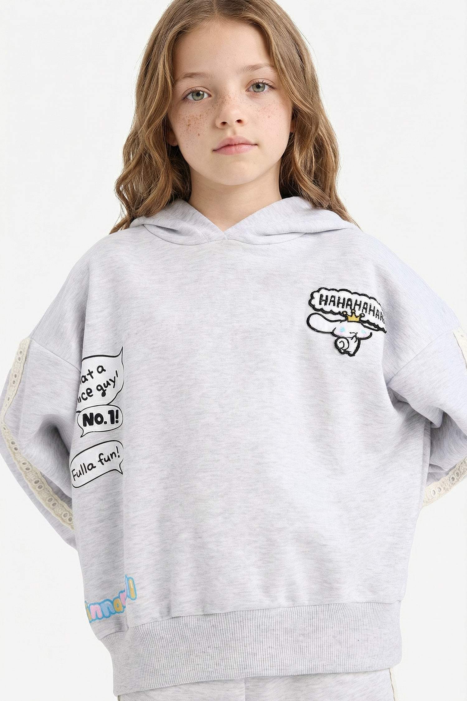 Kız Çocuk Kapüşonlu Baskılı Sweatshirt