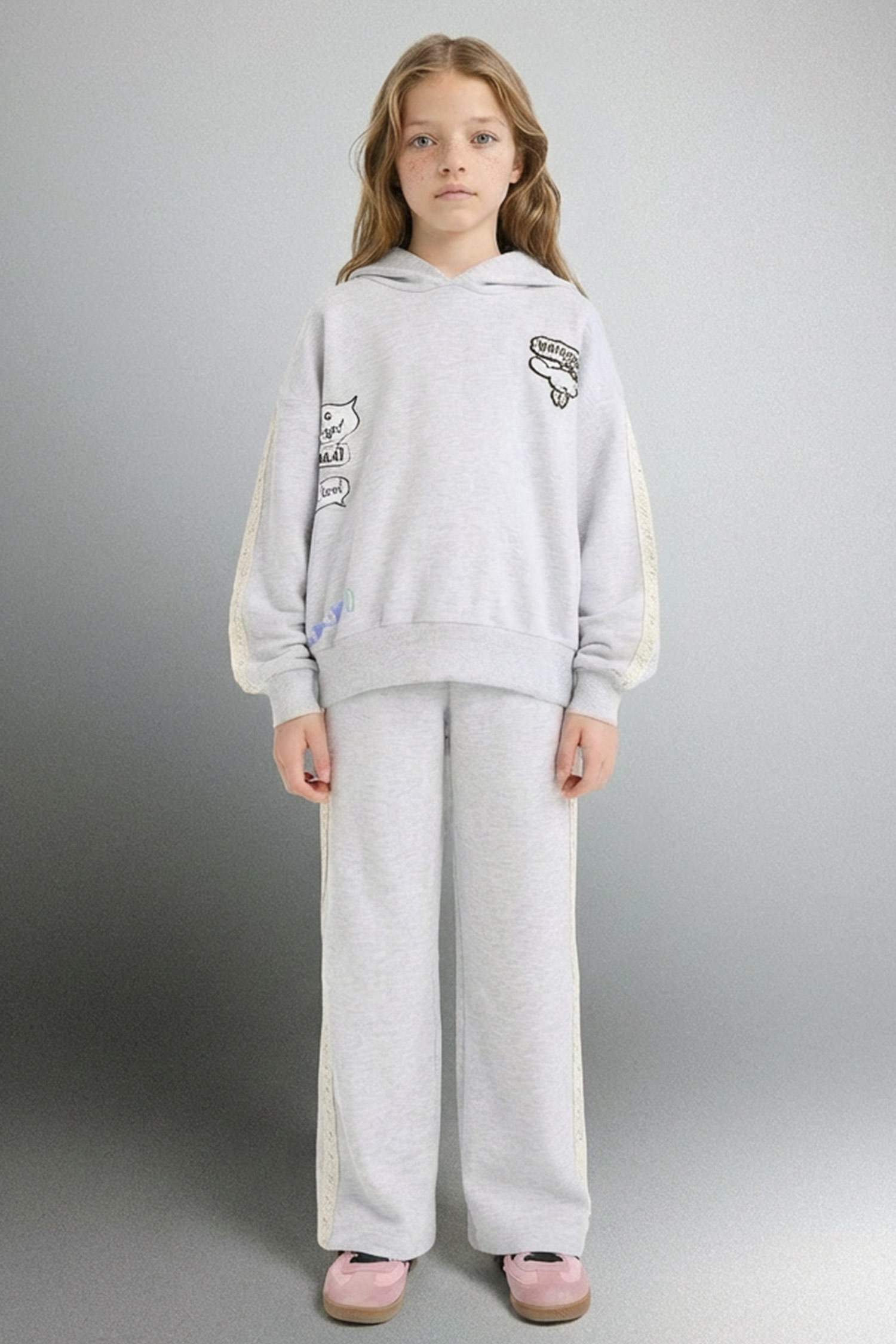 بنطرون بجامة رياضي بناتي وايد ليج