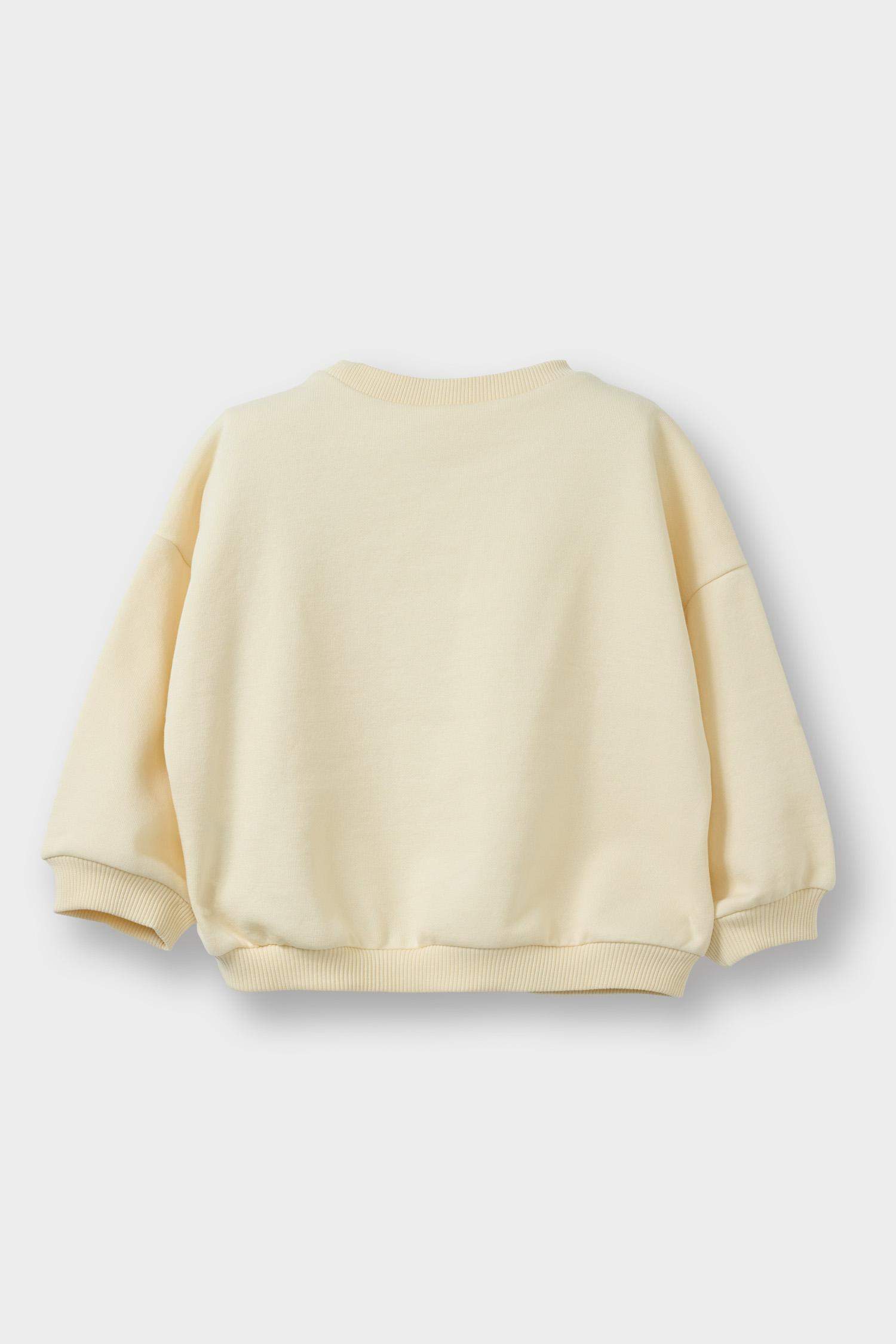 سويت شيرت فلورال اوفر سايز بياقة مستديرة ببطانة ناعمة