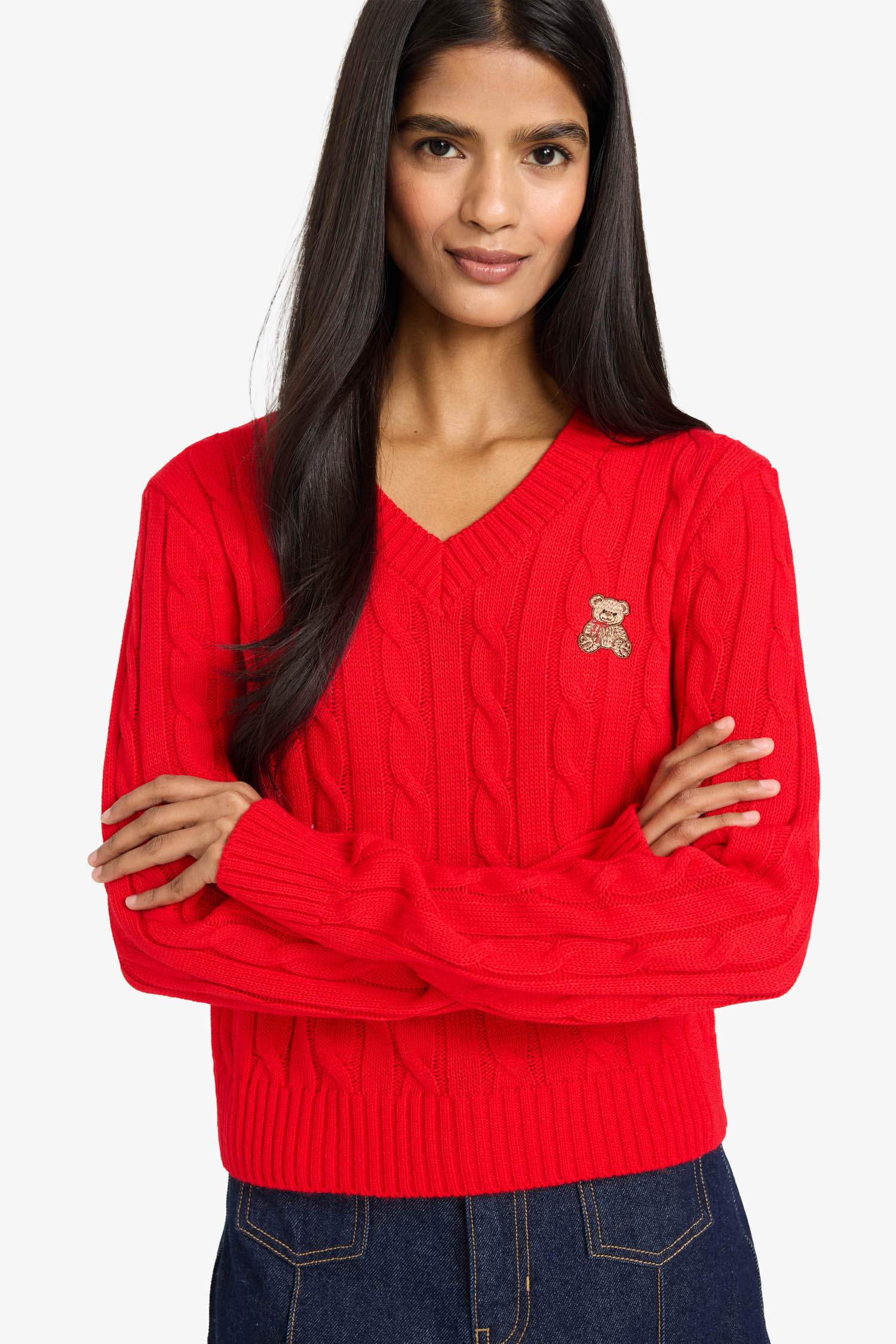 Slim Fit Dar Kesim V Yaka Kazak