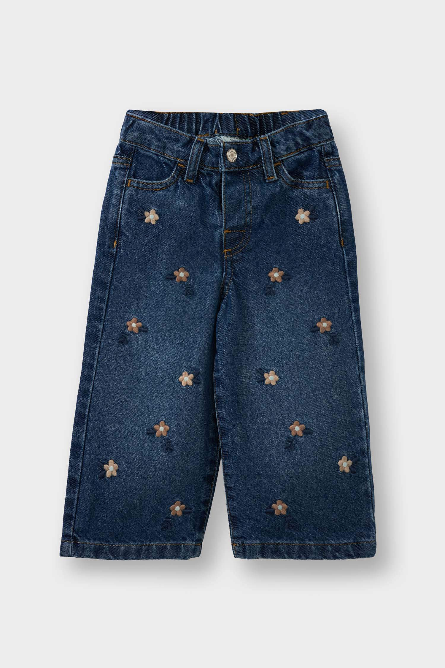 Kız Bebek Culotte Çiçek Desenli Jean Pantolon