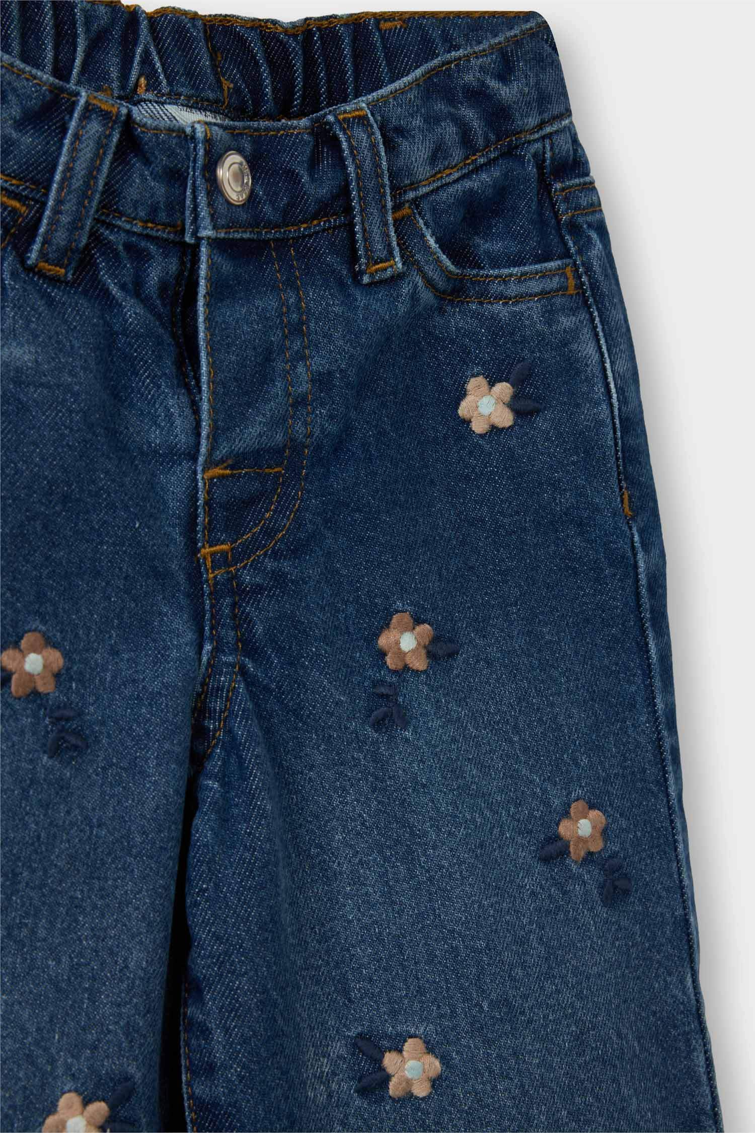Kız Bebek Culotte Çiçek Desenli Jean Pantolon