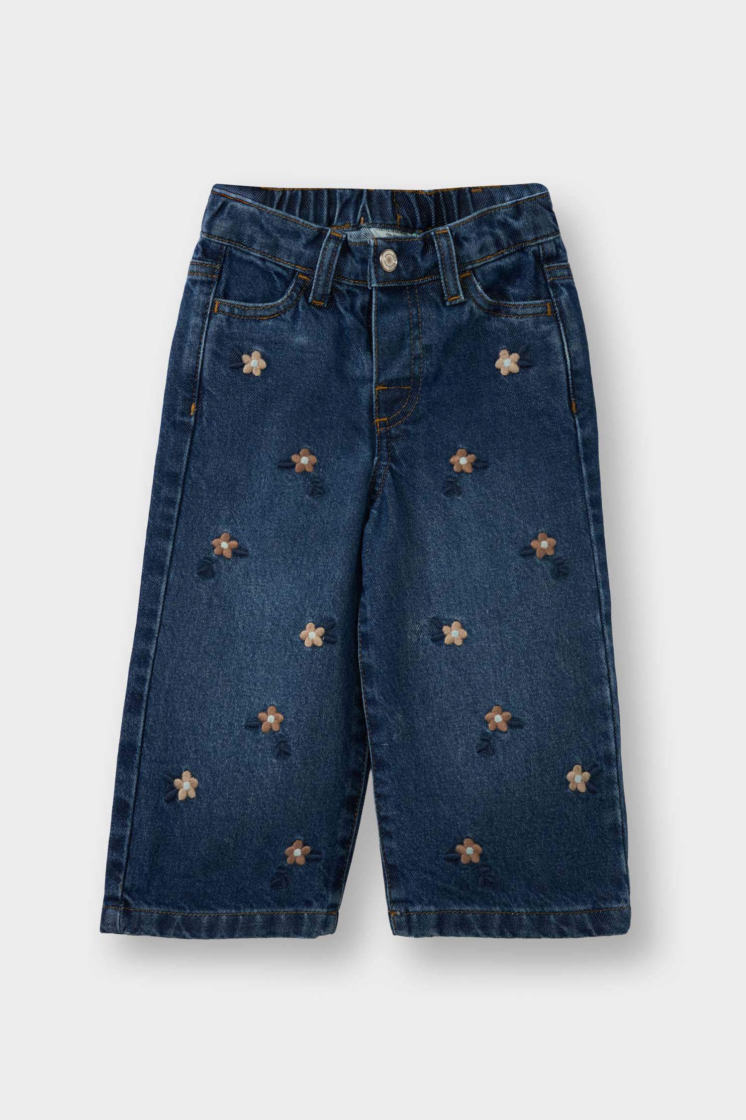 Kız Bebek Culotte Çiçek Desenli Jean Pantolon