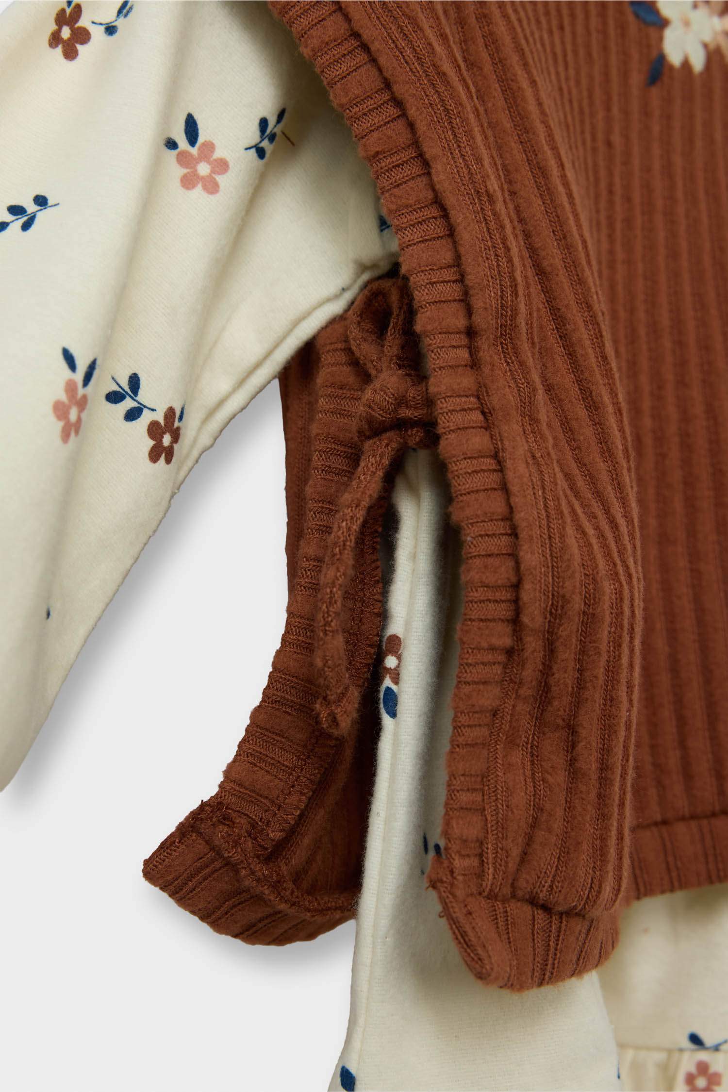 Kız Bebek 2'li Takım Süveter Çiçek Desenli Uzun Kollu Elbise