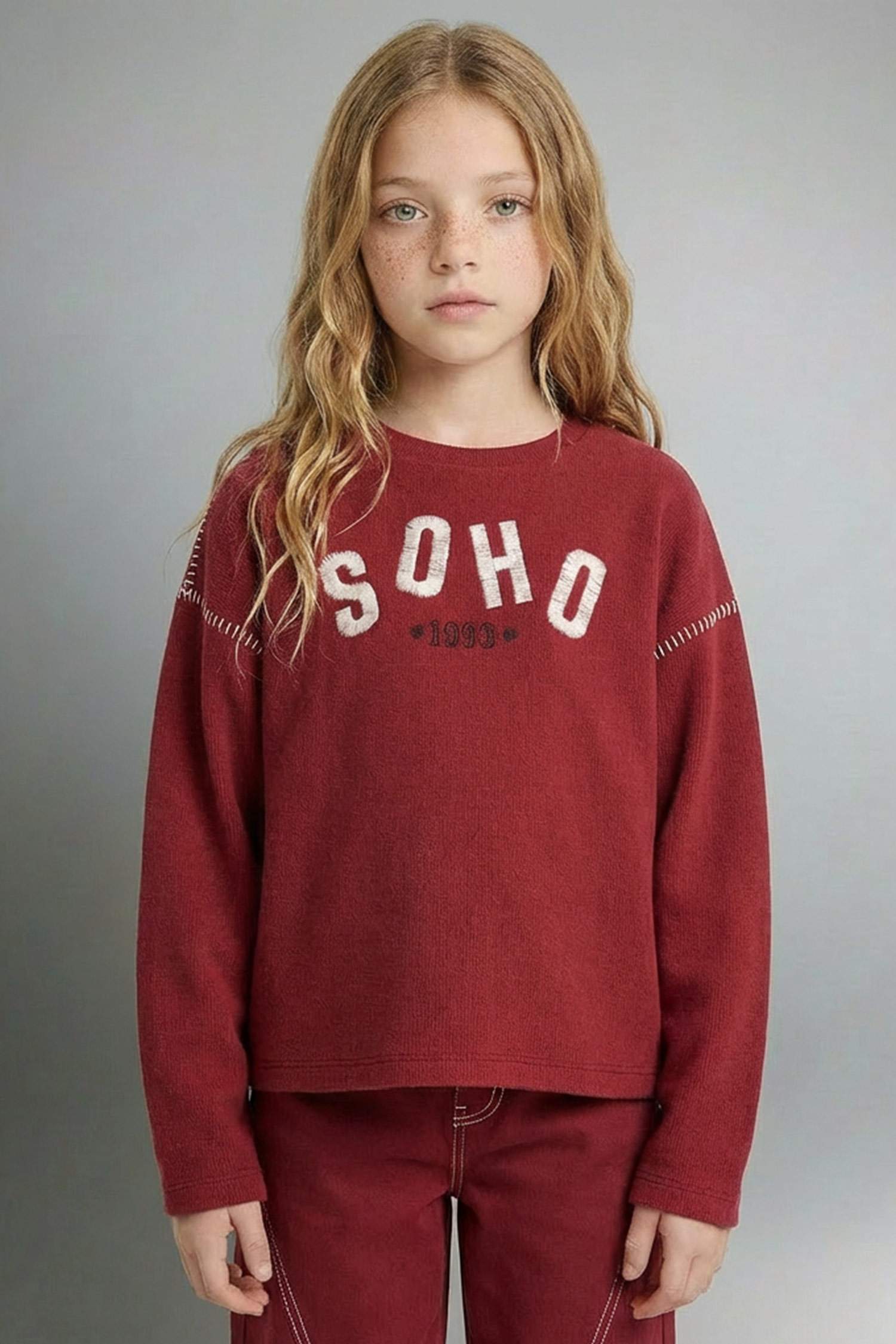 Girl Overshirt Fit Crew Neck Printed T-shirt