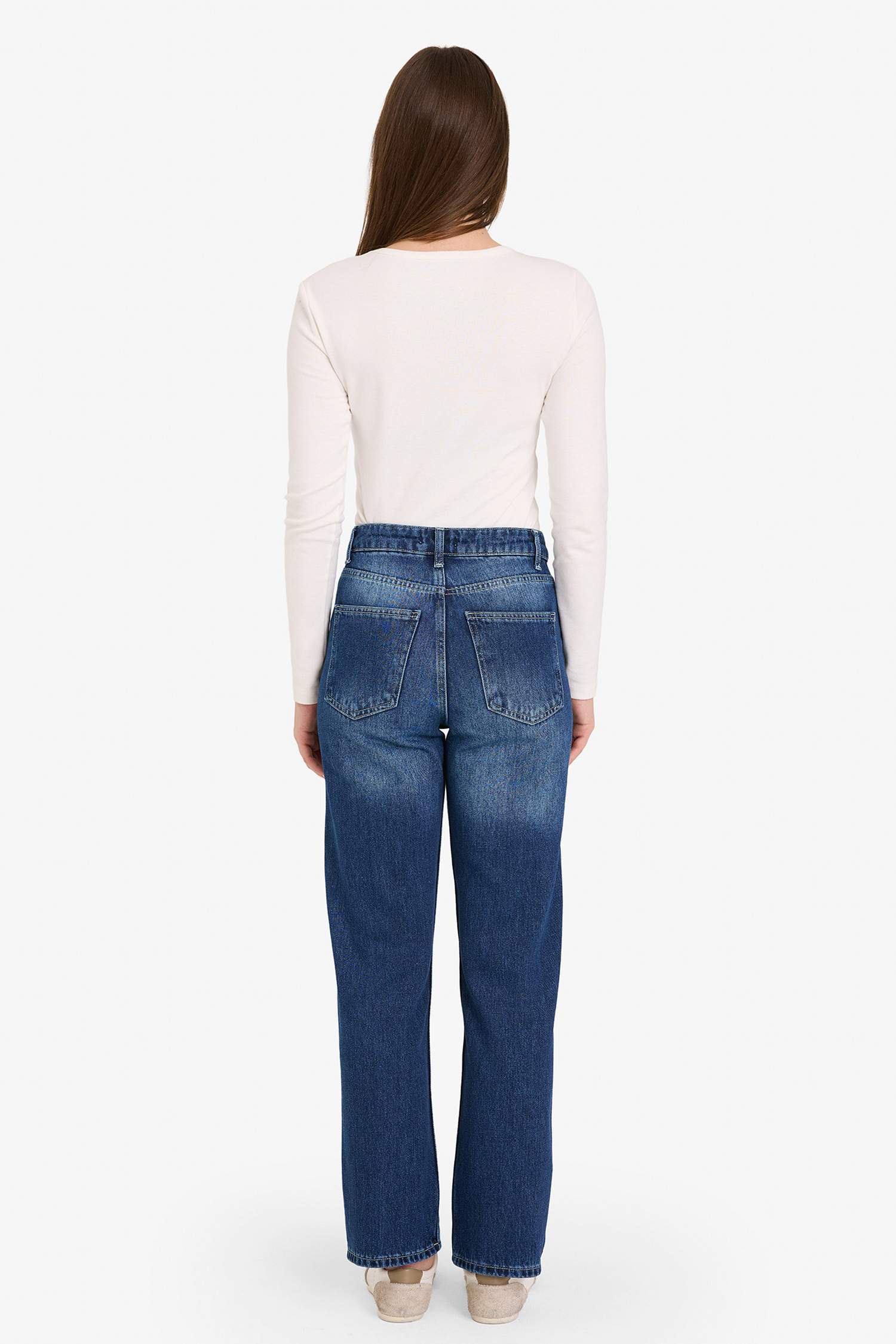 Mom Fit Yüksek Bel Bilek Boy Jean Yıkamalı Pantolon