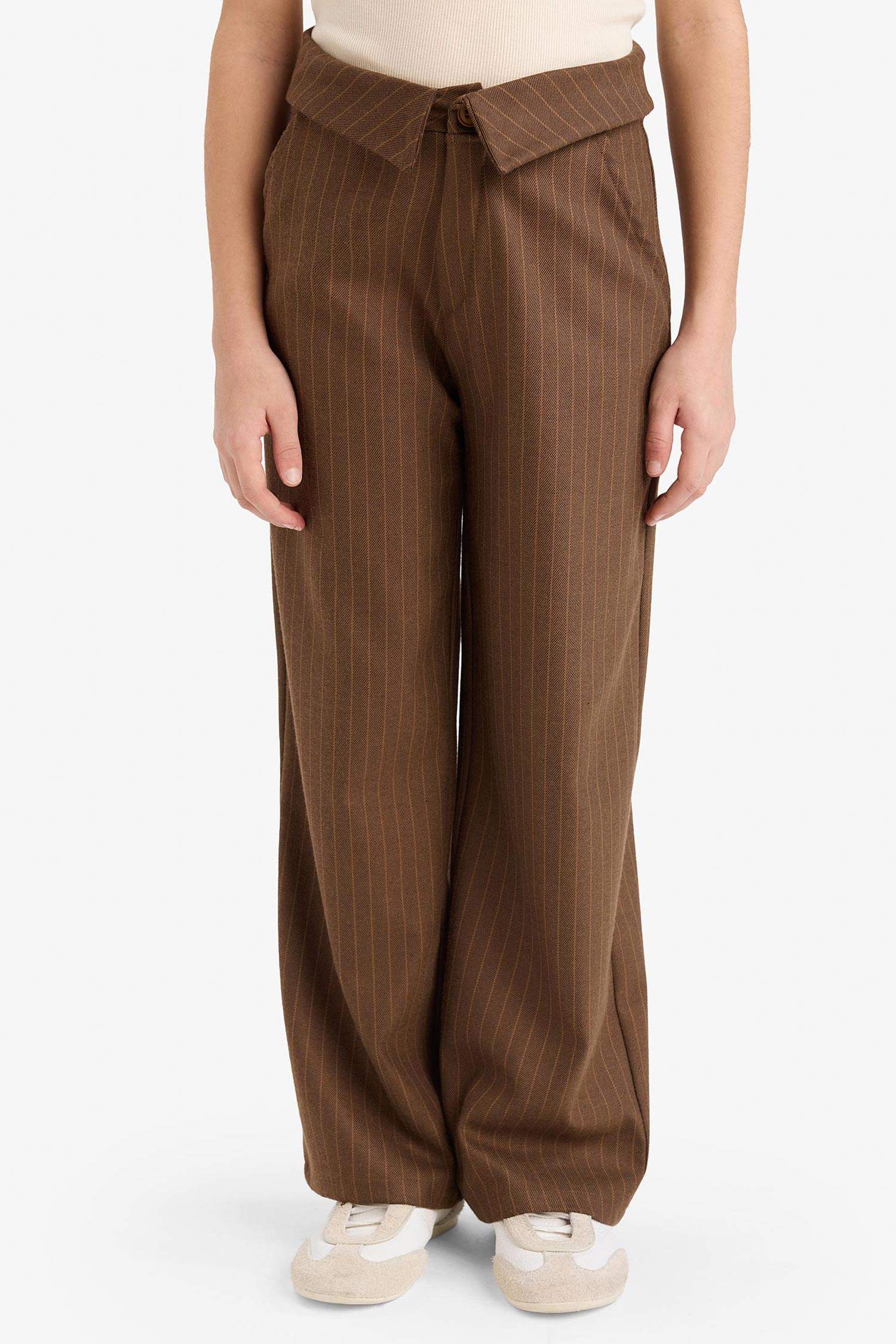 Kız Çocuk Wide Leg Geniş Paça Çizgili Pantolon