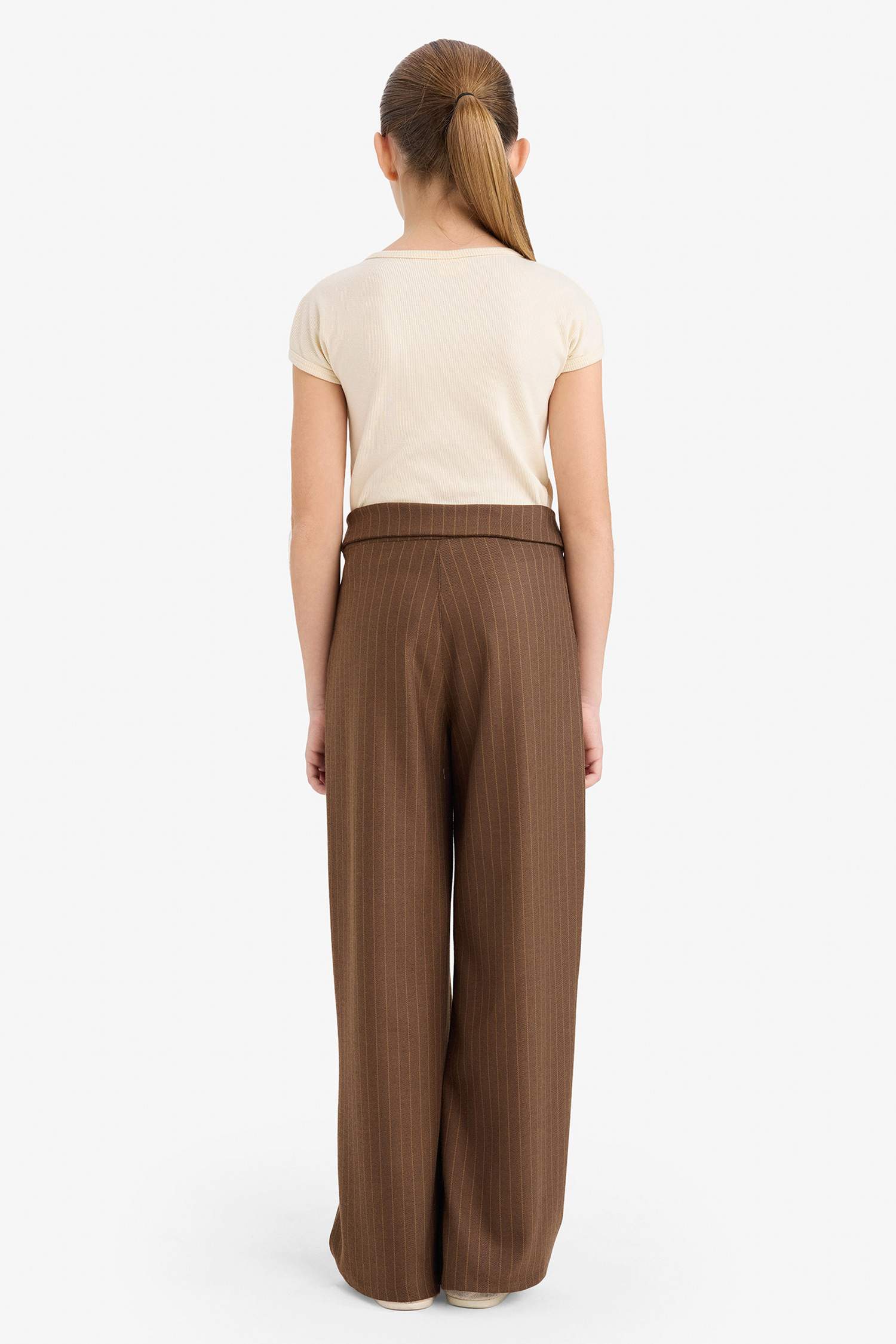 Kız Çocuk Wide Leg Geniş Paça Çizgili Pantolon