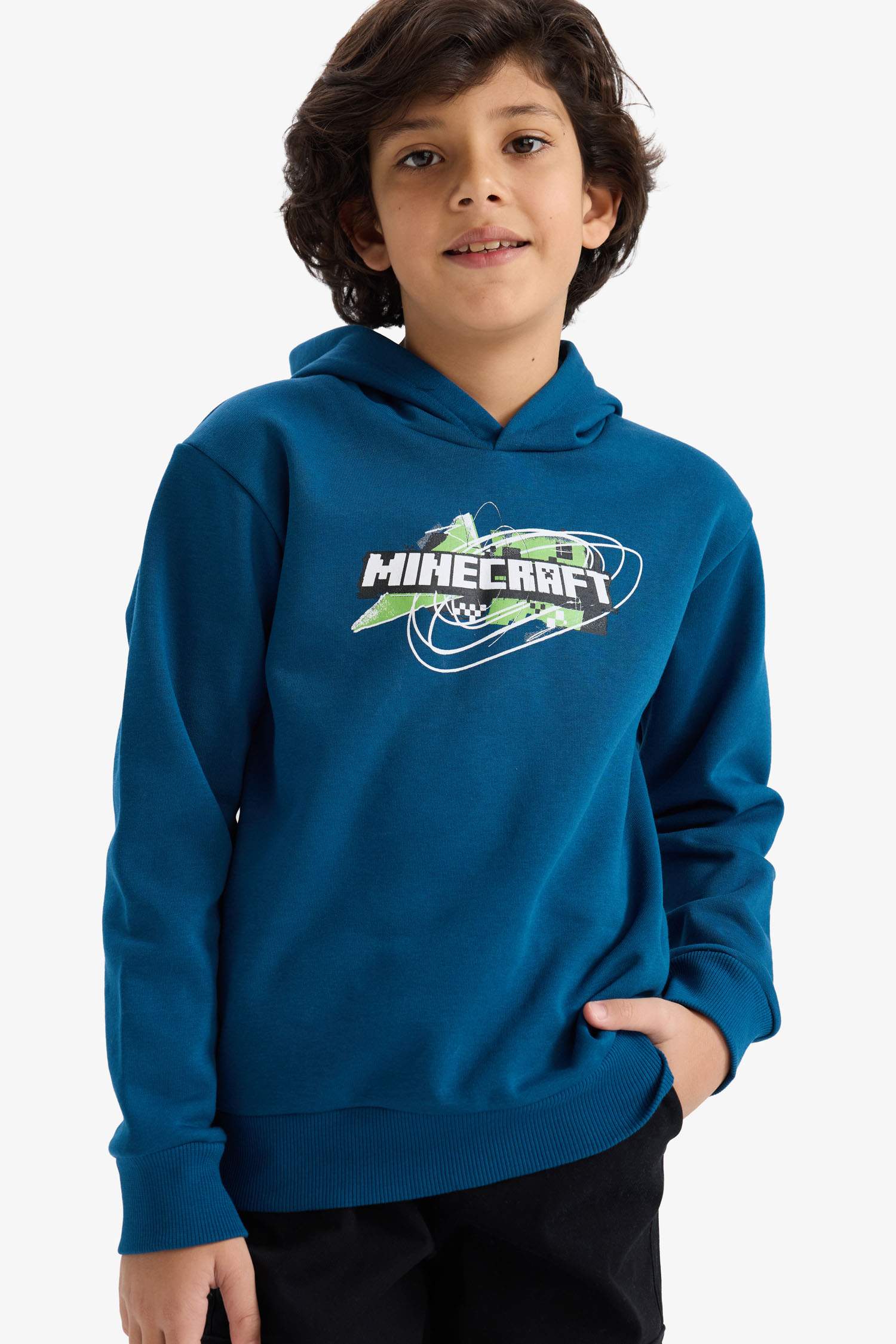 Minecraft Kapüşonlu Sweatshirt Erkek Çocuk