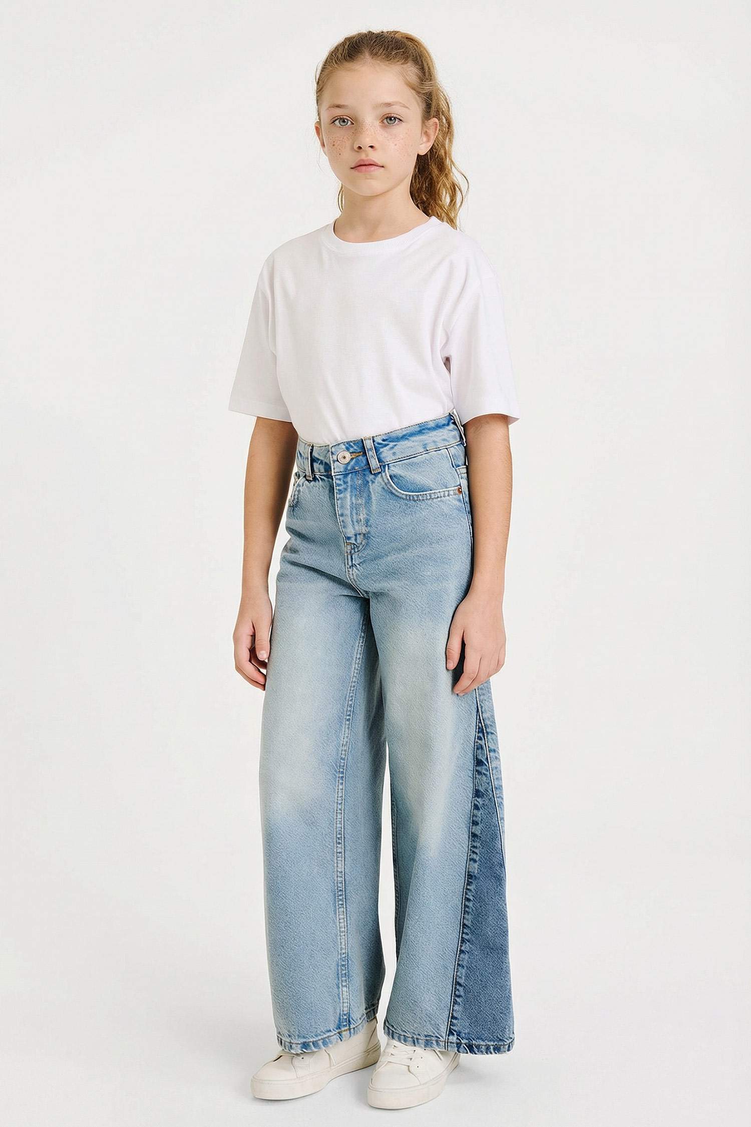 Kız Çocuk Wide Leg Geniş Paça Jean Pantolon